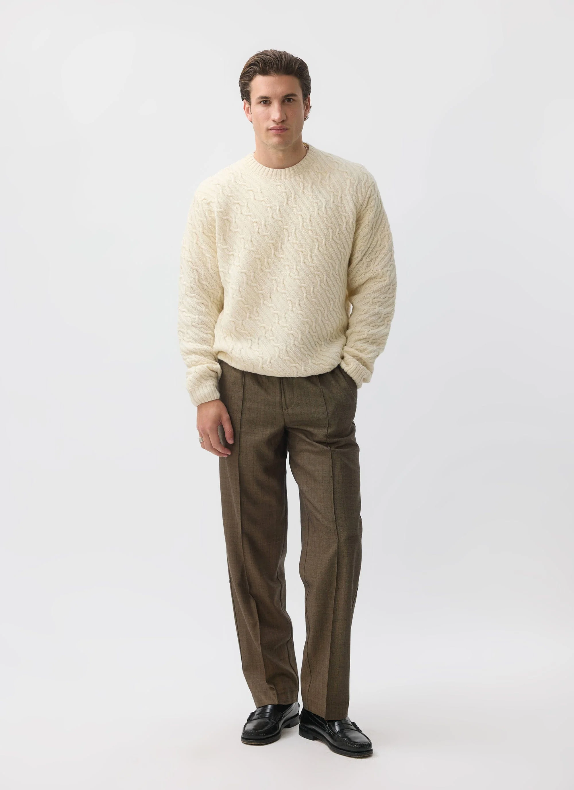 Melville Cable Knit Jumper | Wool | Ecru - Image 3