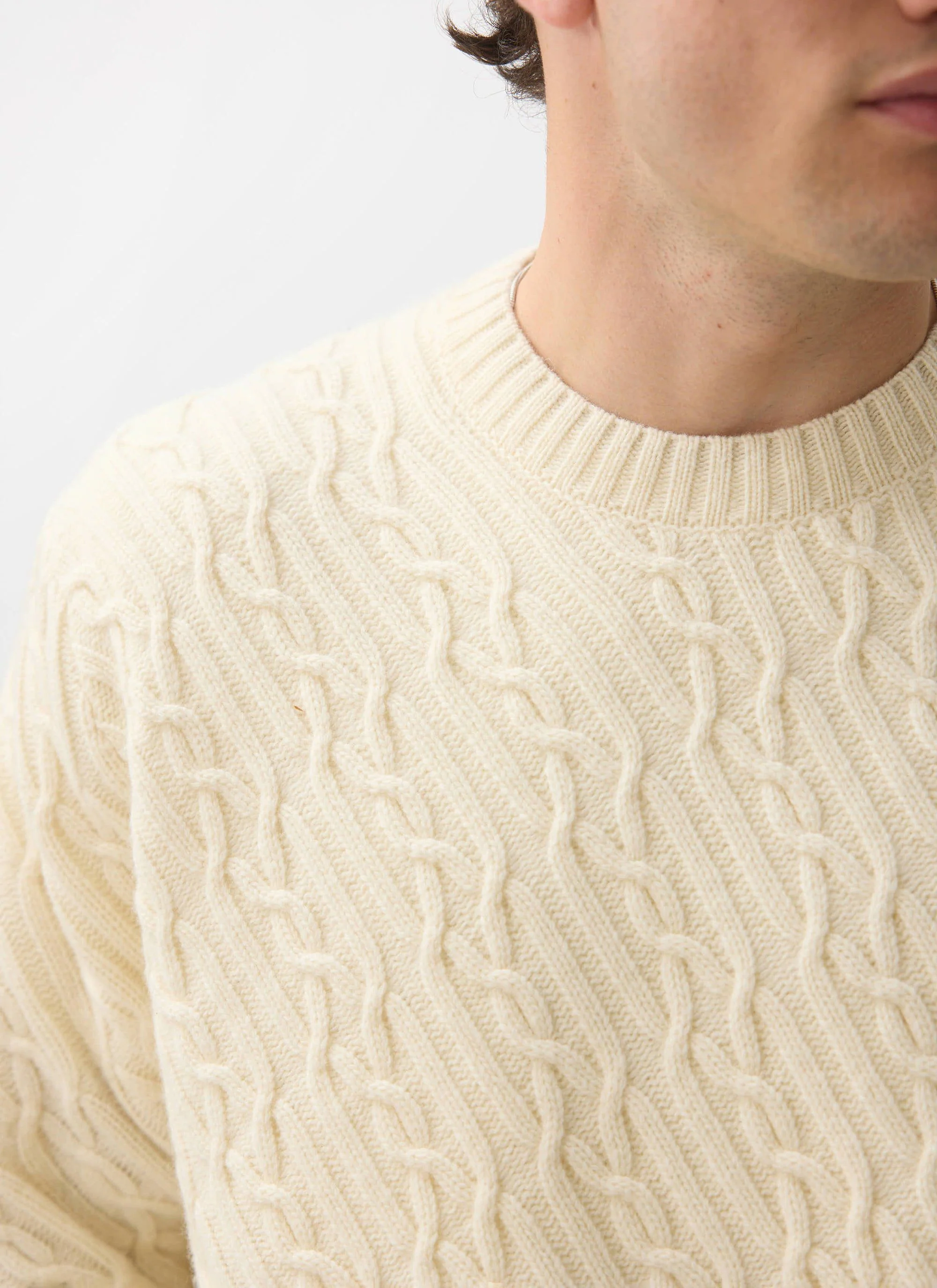 Melville Cable Knit Jumper | Wool | Ecru - Image 4