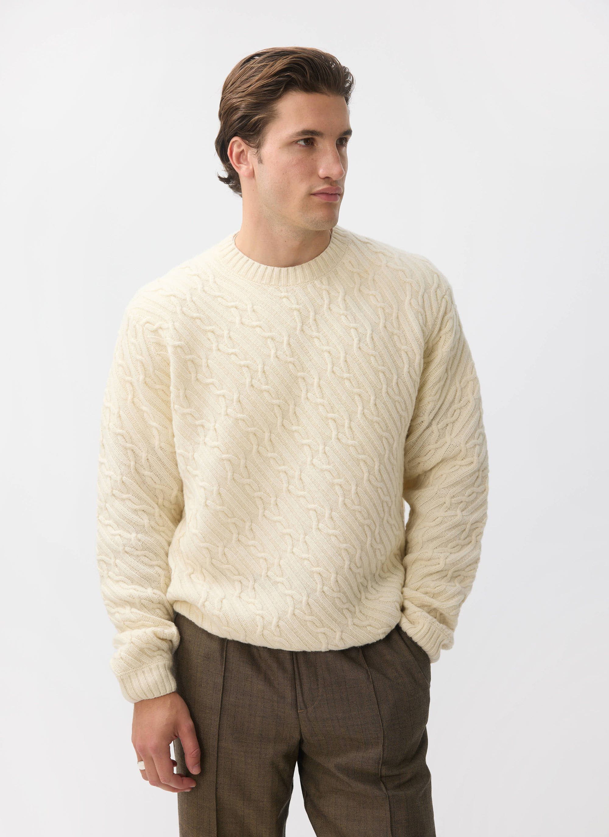 Melville Cable Knit Jumper | Wool | Ecru - Image 5