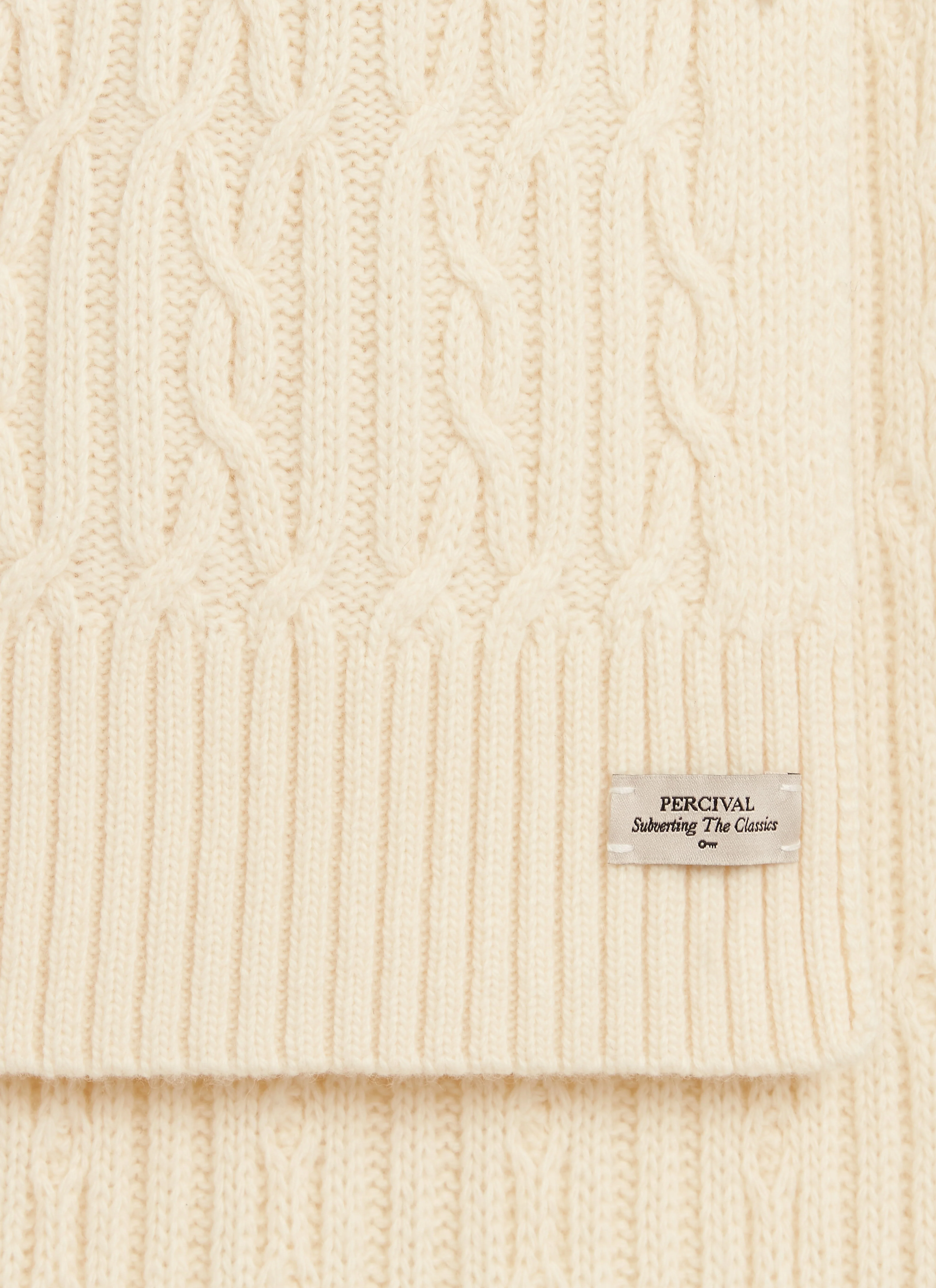 Melville Cable Knited Scarf | Wool | Ecru - Image 4