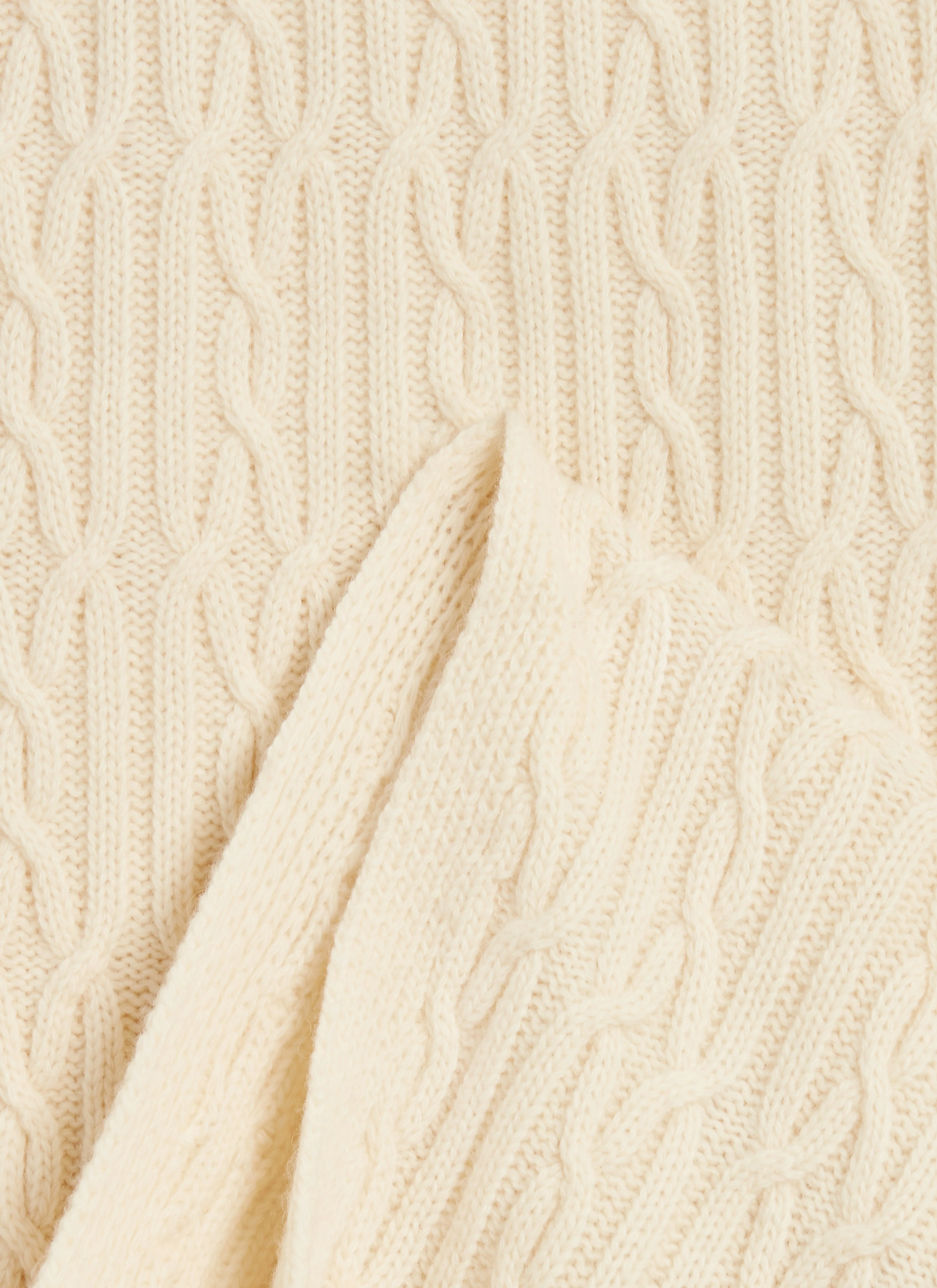 Melville Cable Knited Scarf | Wool | Ecru - Image 5