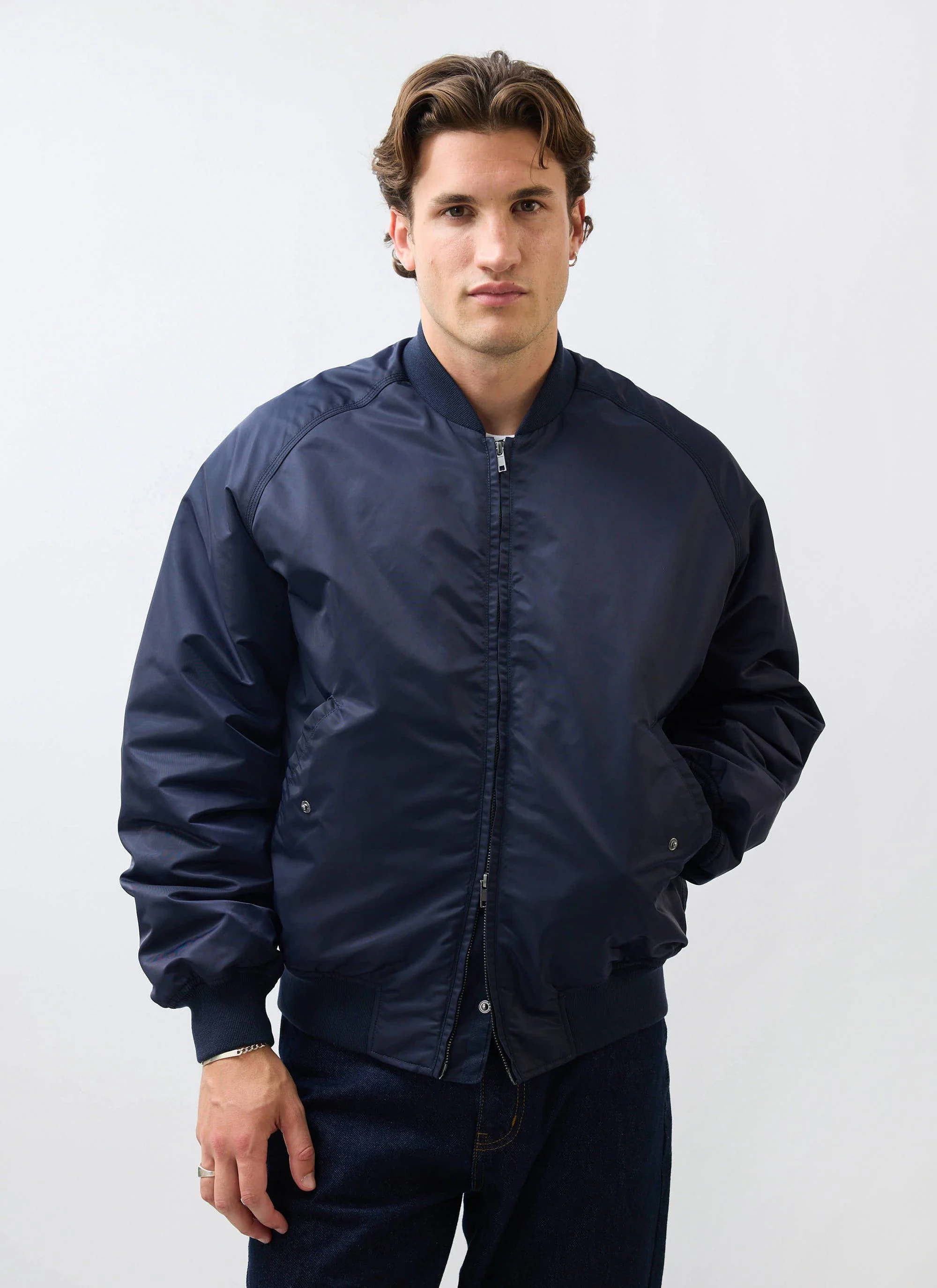 Bomber Jacket | Nylon | Midnight with Olive - Image 6