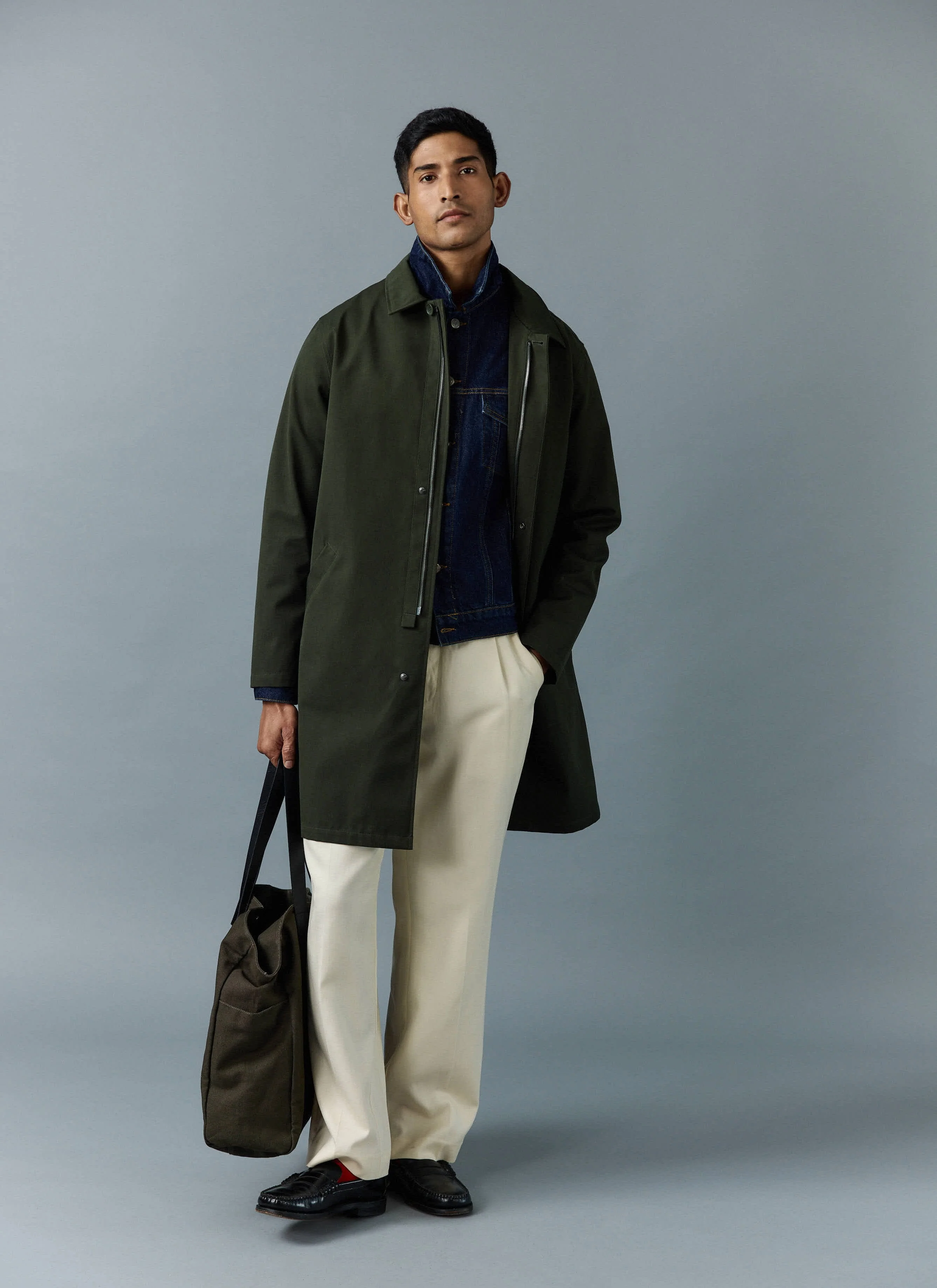 Greyson Long Trench Coat | Waterproof | Forest with Olive - Image 4