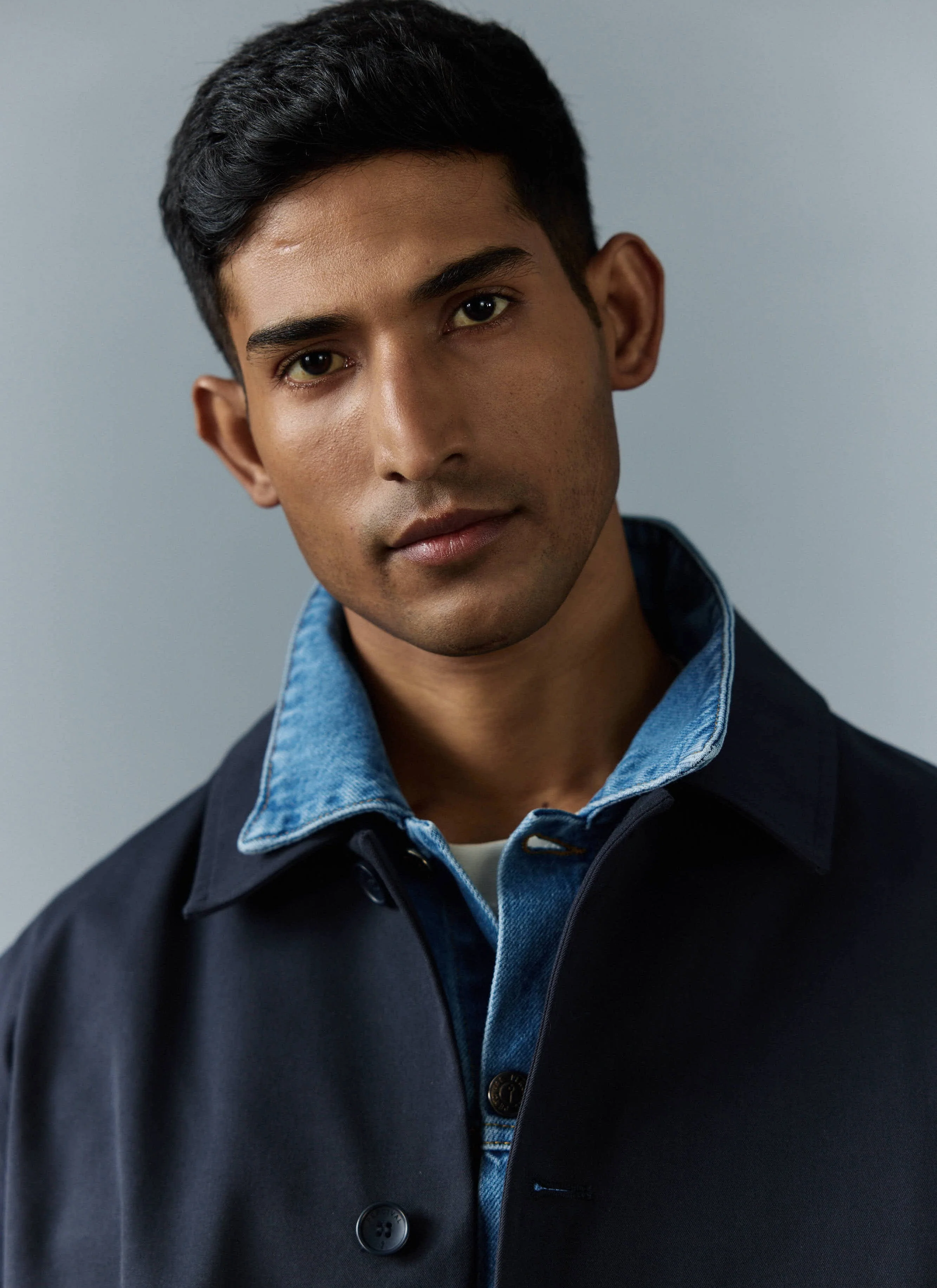 Men's Navy Sherlock Short Trench Coat | Waterproof | Midnight with Olive - Image 6