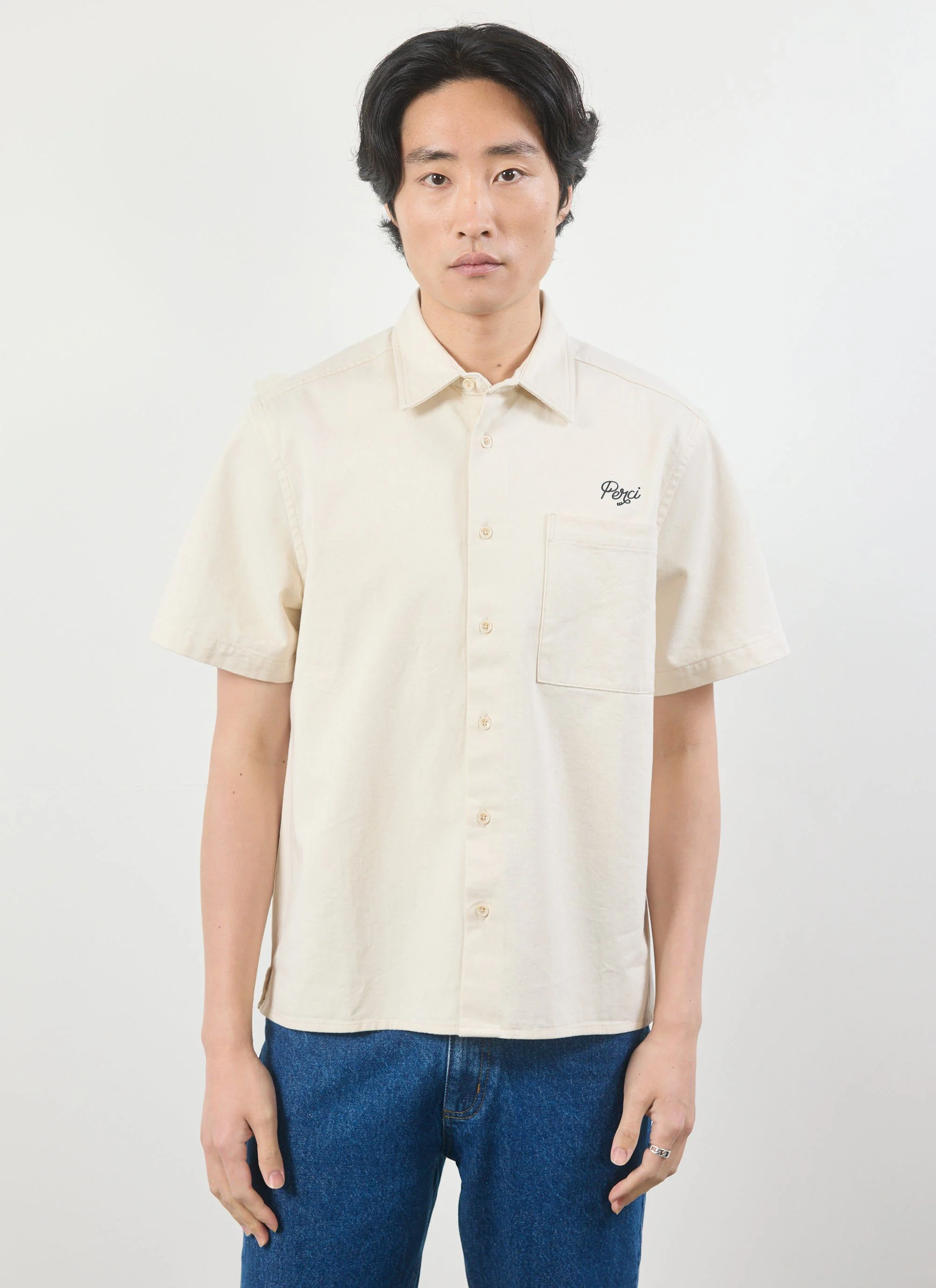 Olive Embroidered Cropped Shirt | White - Image 3