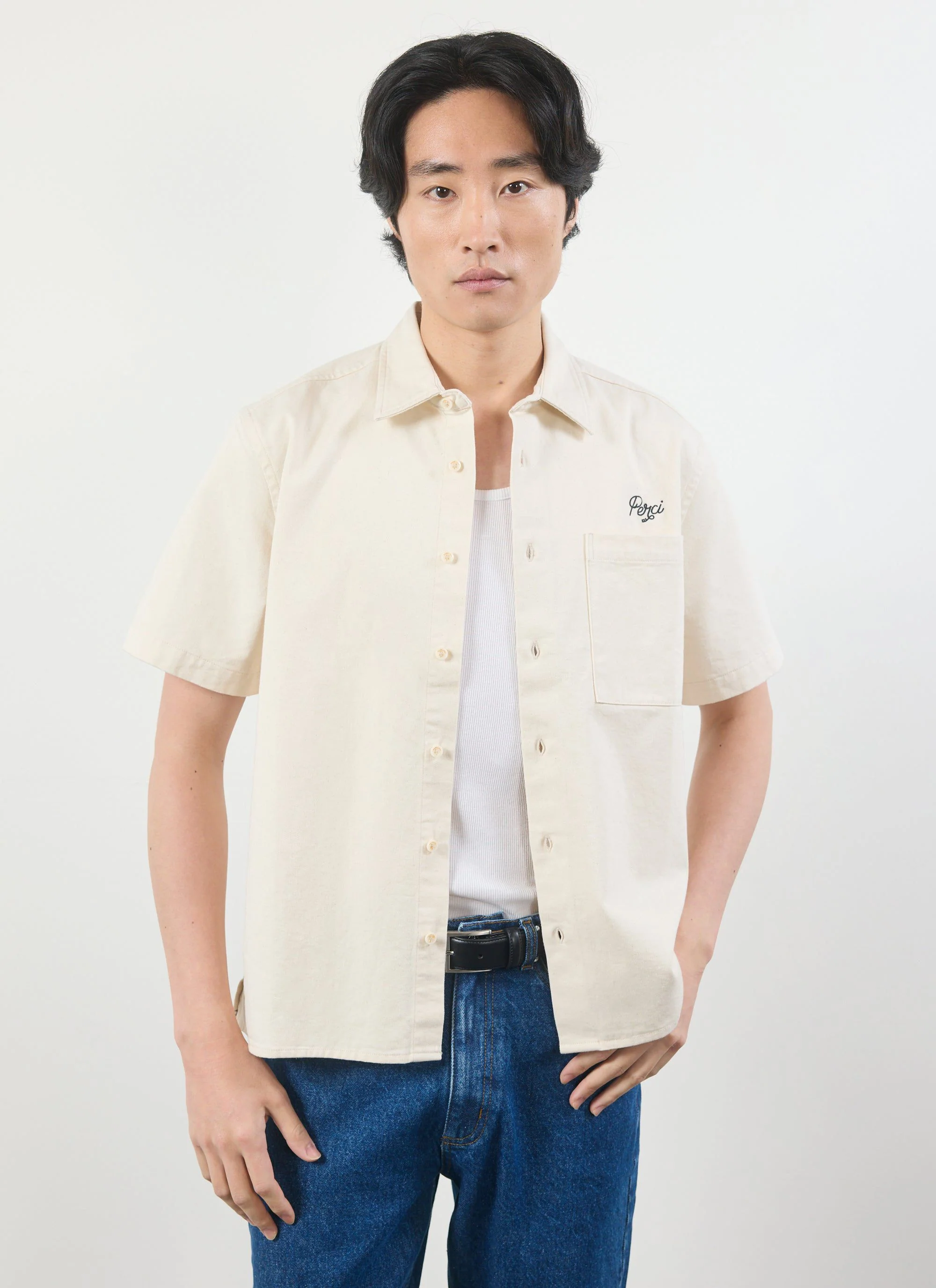Olive Embroidered Cropped Shirt | White - Image 5