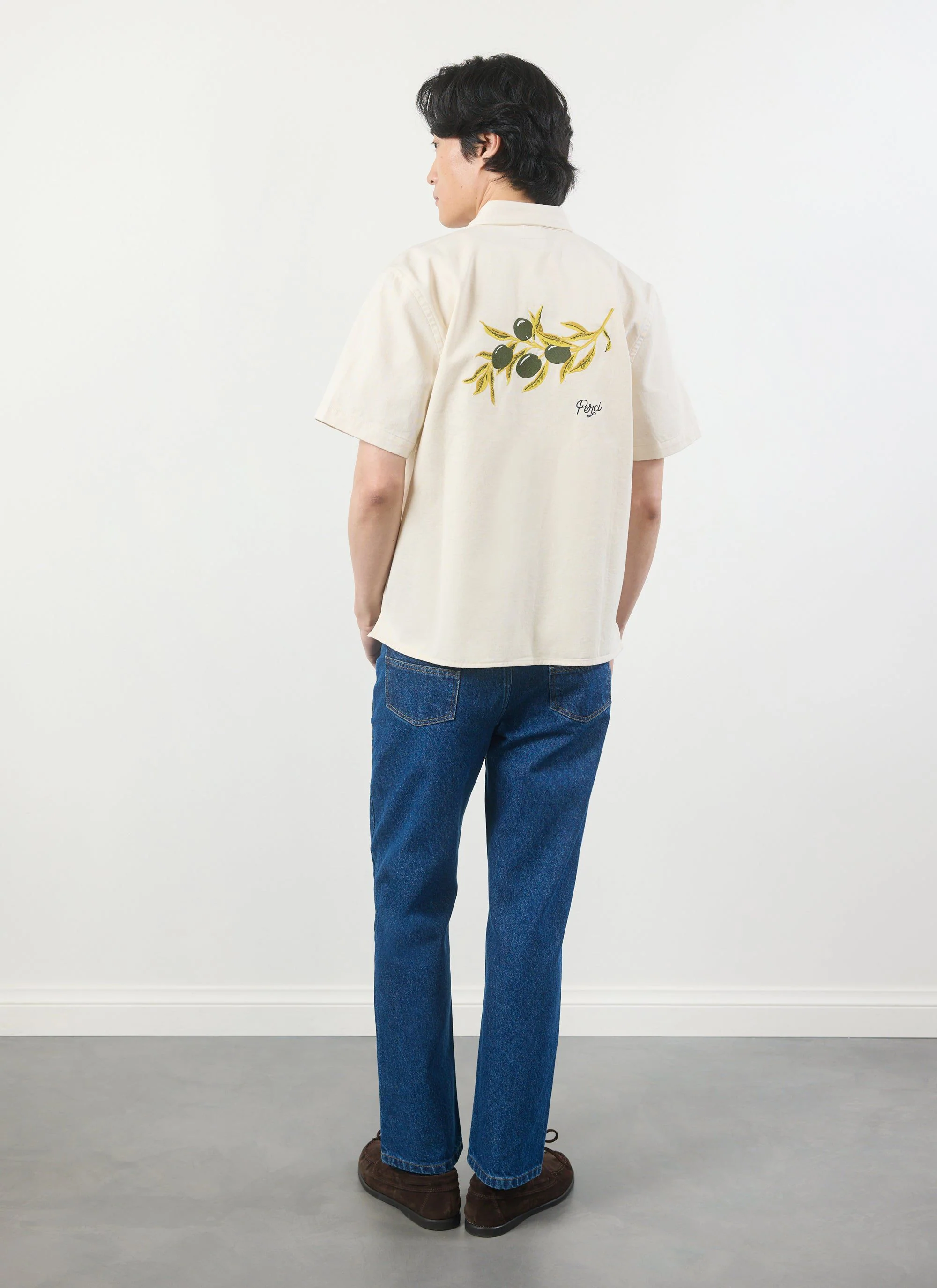 Olive Embroidered Cropped Shirt | White - Image 9