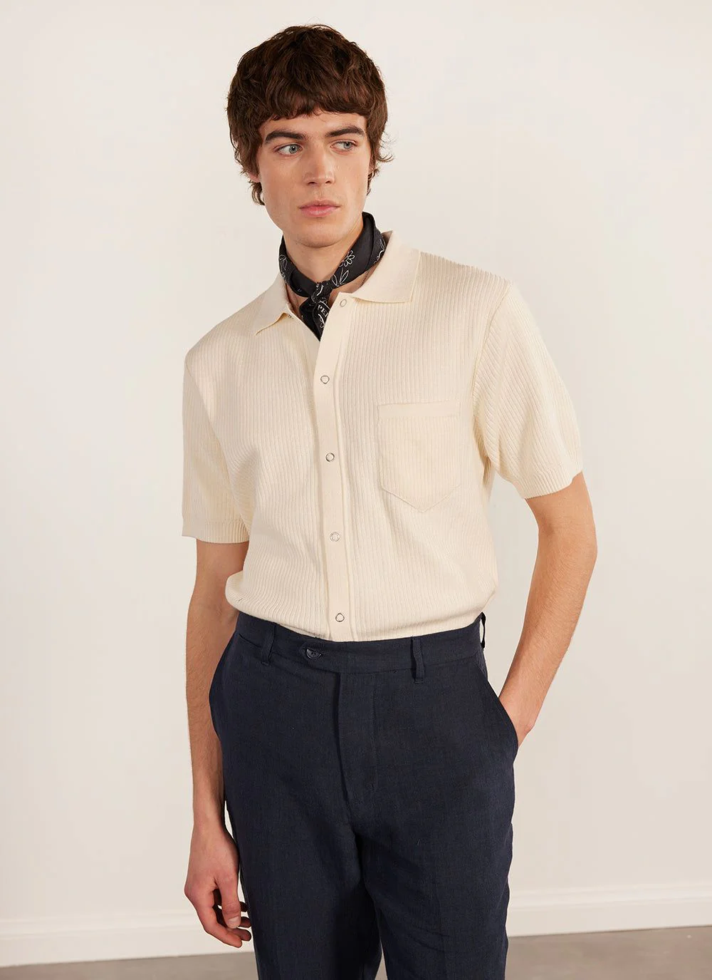 Pablo Cuban Shirt | Knitted Cotton | Cream - Image 9