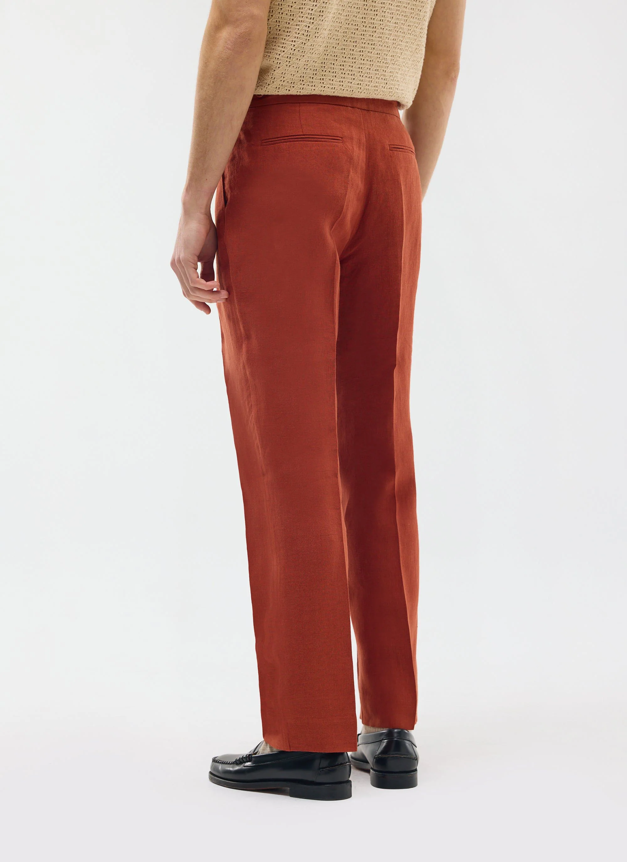 Pleated Tailored Trousers | Linen | Rust - Image 6