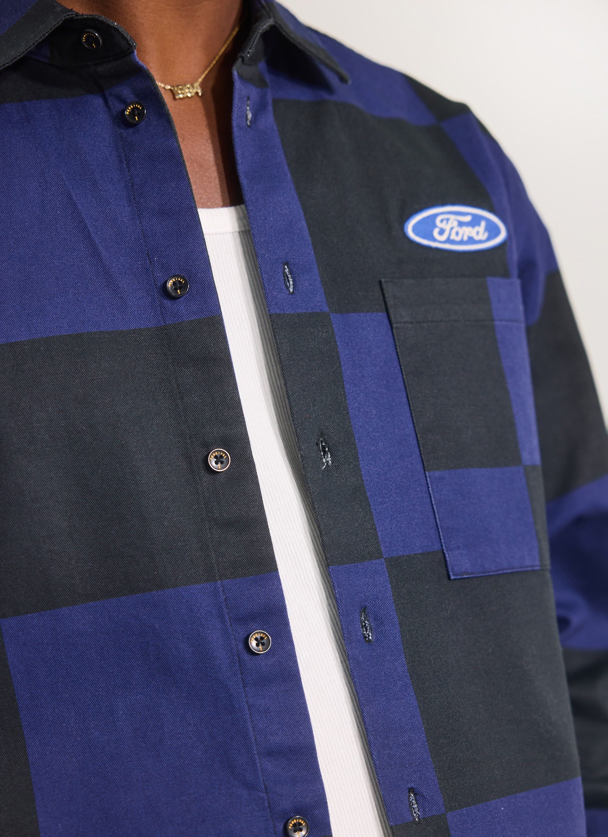 Printed Overshirt | Percival x Ford | Navy - Image 5