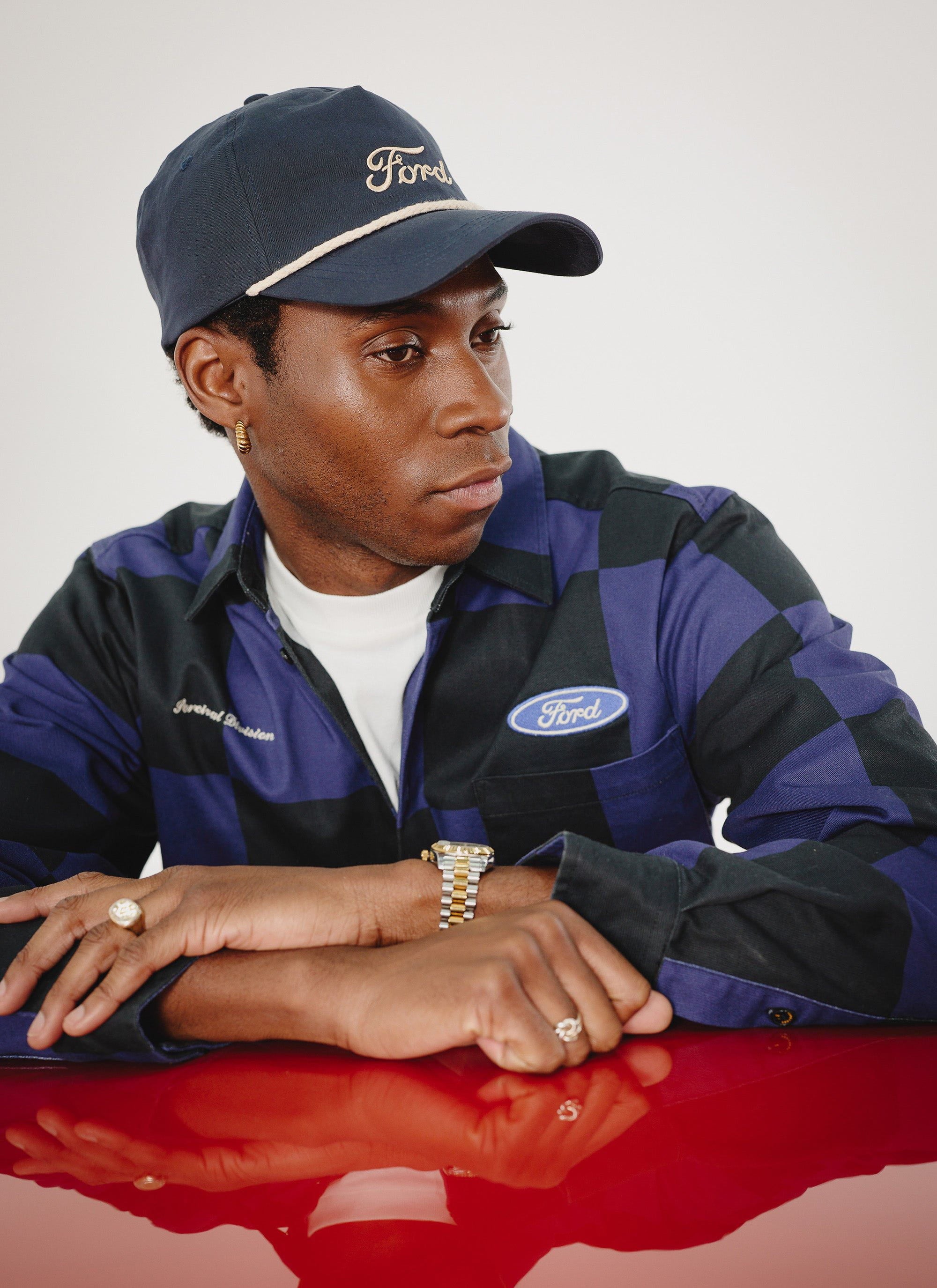 Printed Overshirt | Percival x Ford | Navy - Image 8