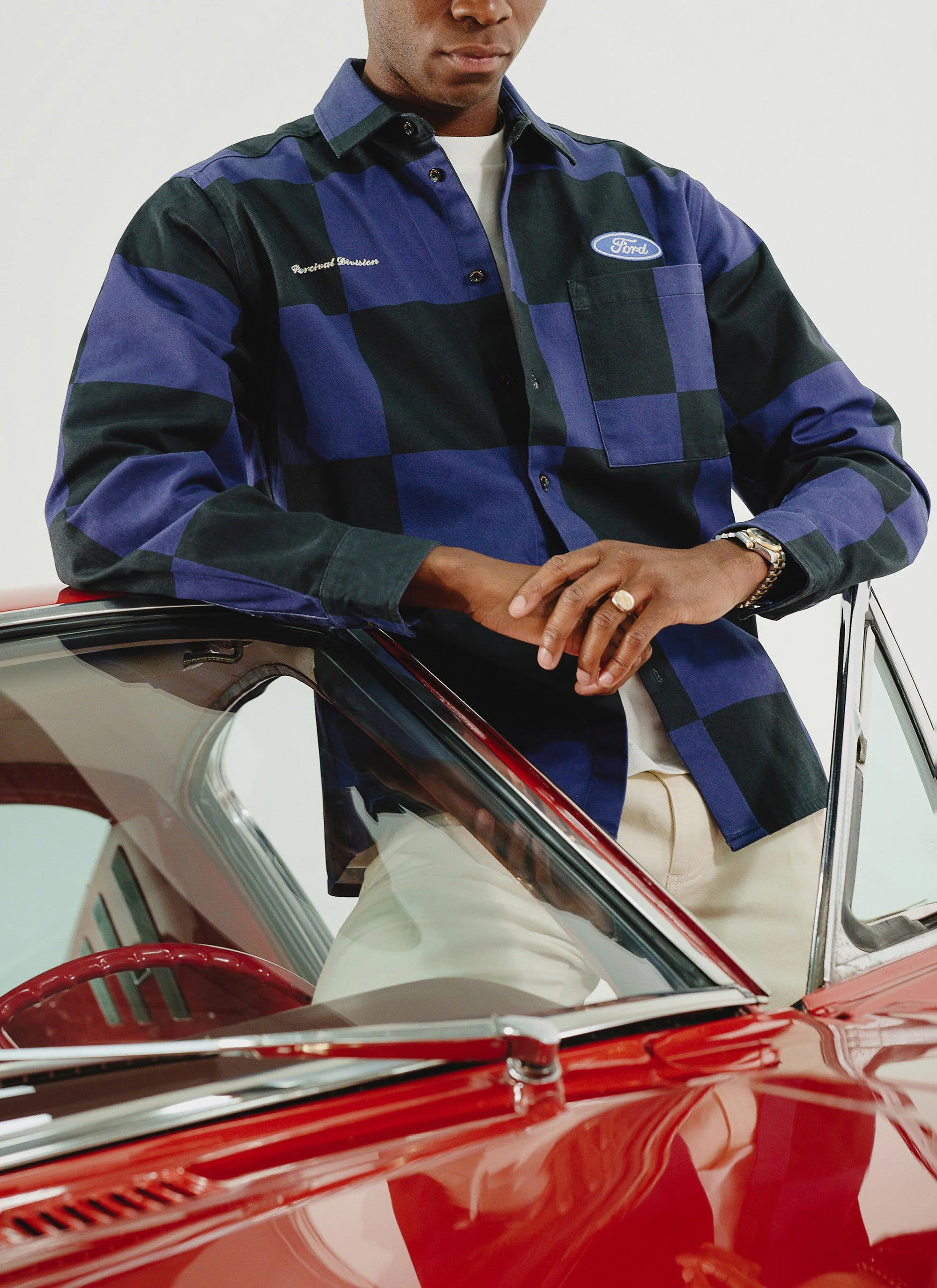 Printed Overshirt | Percival x Ford | Navy - Image 9