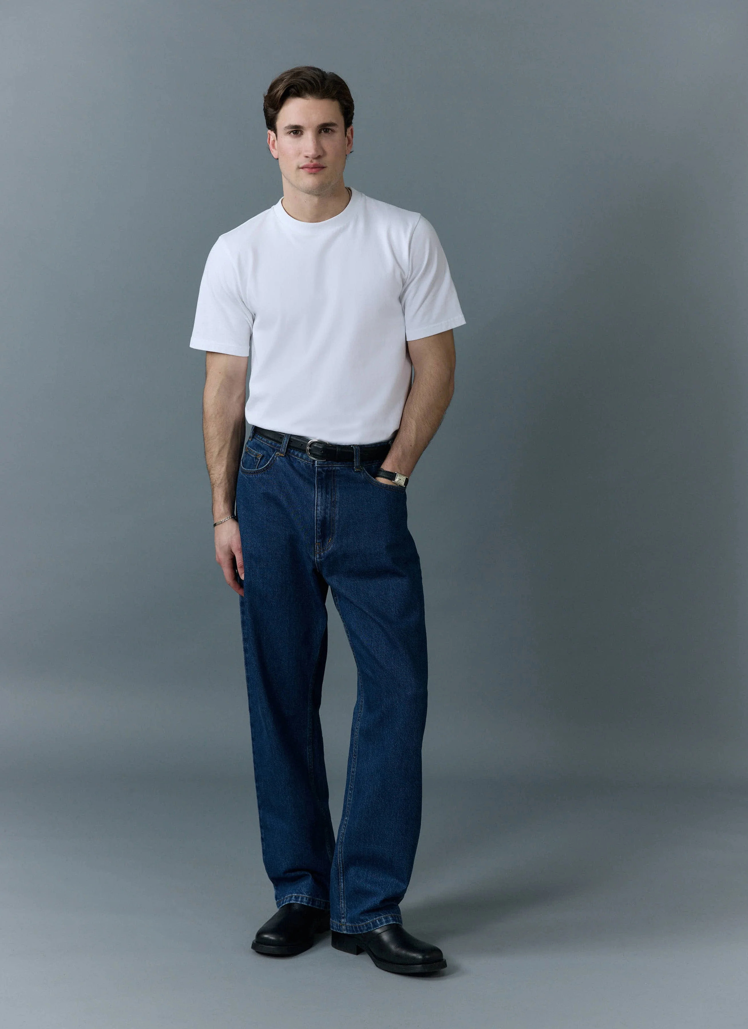 Wide Leg Denim Jeans | Mid Wash Blue - Image 3