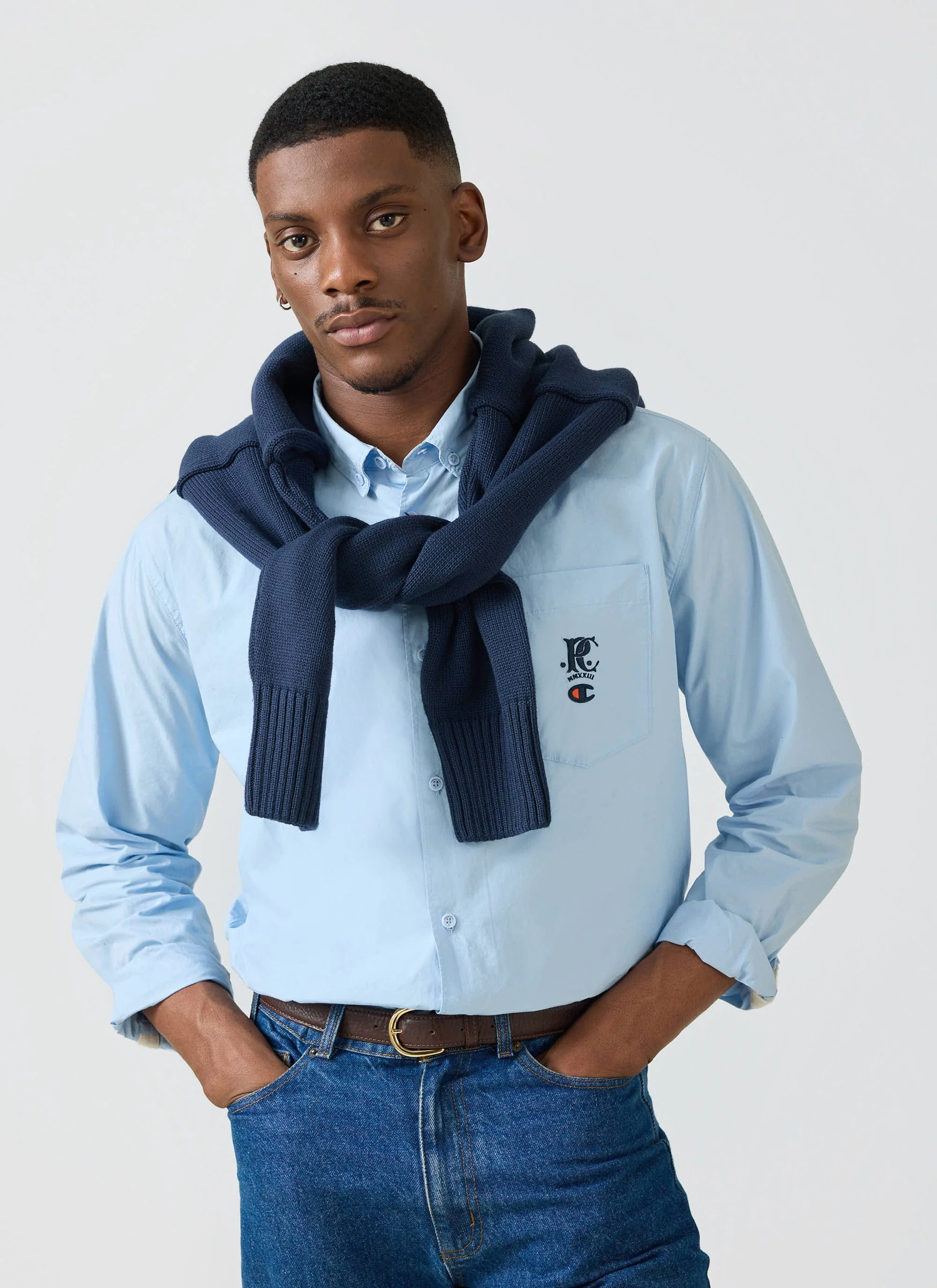 Relaxed Oxford Shirt | Champion x Percival | Blue - Image 5