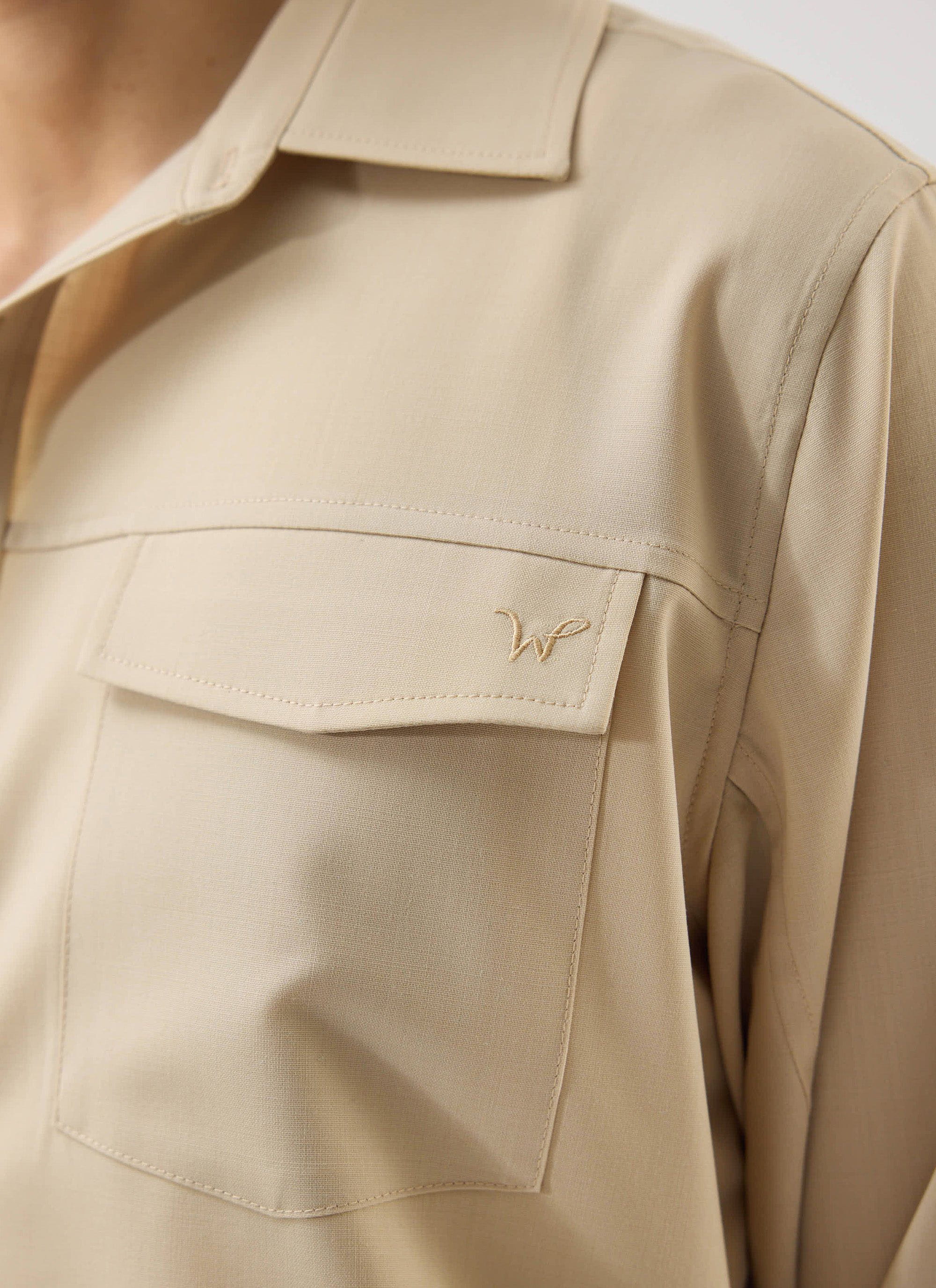 Men's Long Sleeve Safari Shirt | Percival x Warren | Camel Beige - Image 3