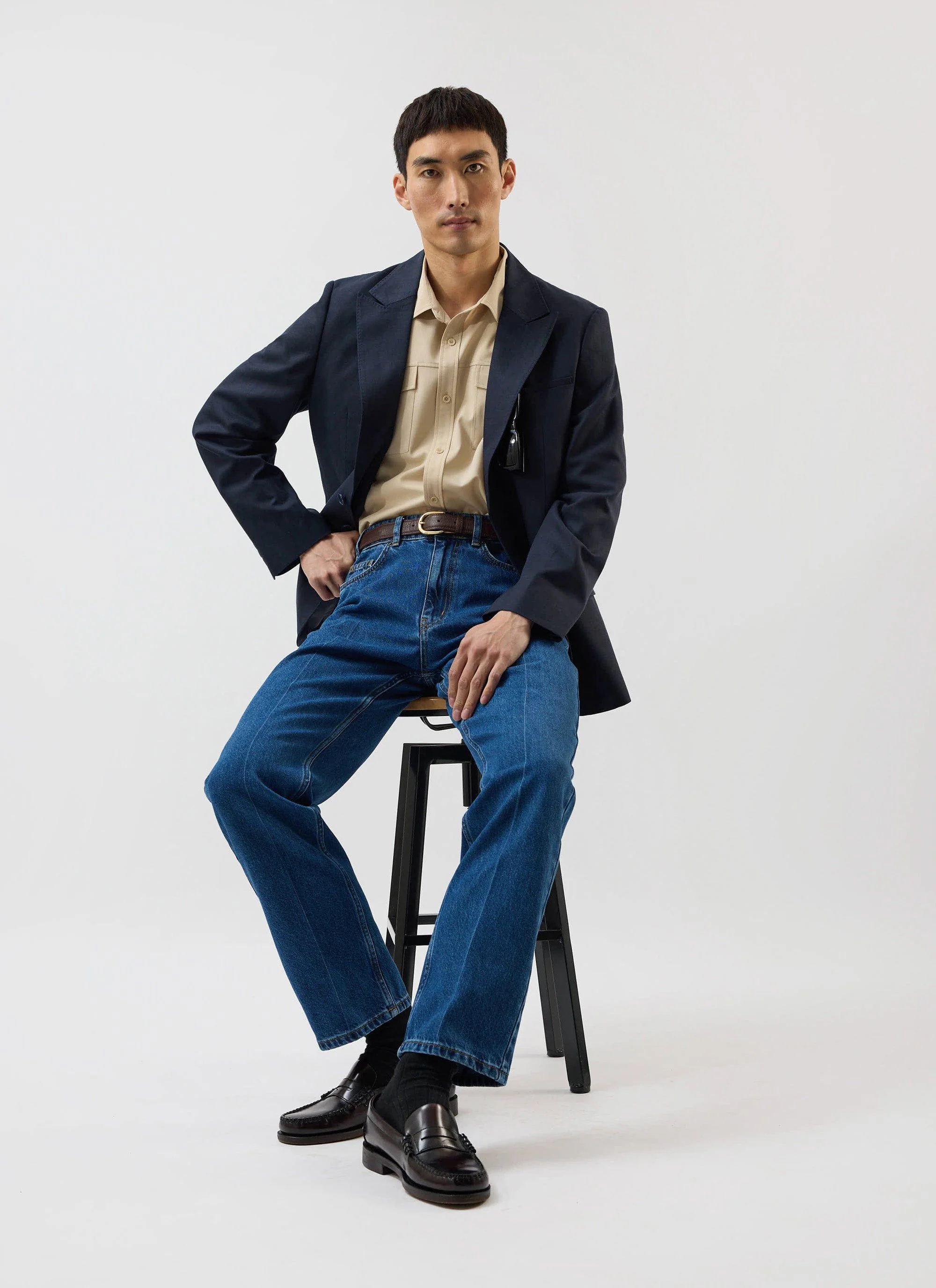 Men's Long Sleeve Safari Shirt | Percival x Warren | Camel Beige - Image 5