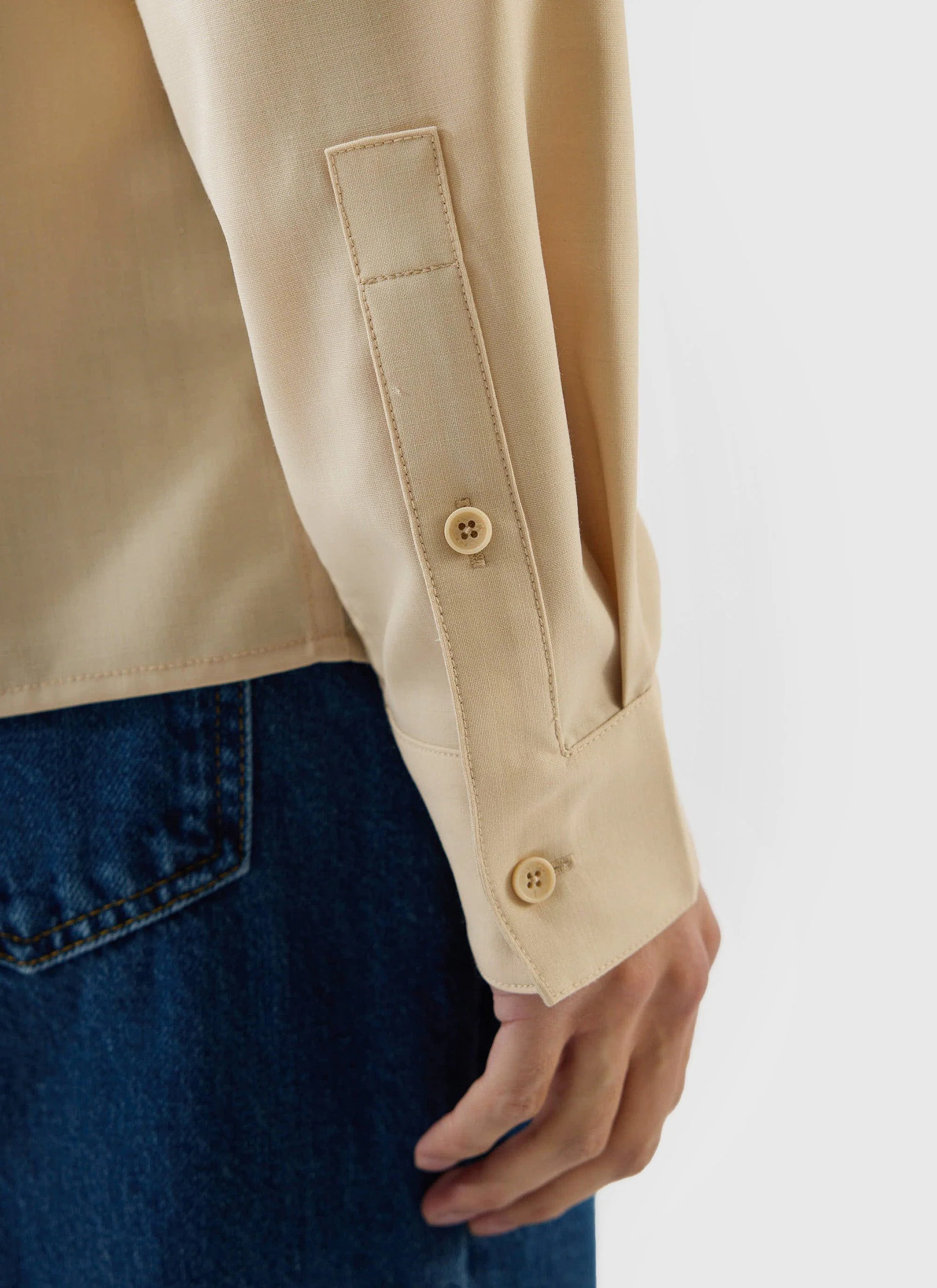 Men's Long Sleeve Safari Shirt | Percival x Warren | Camel Beige - Image 8