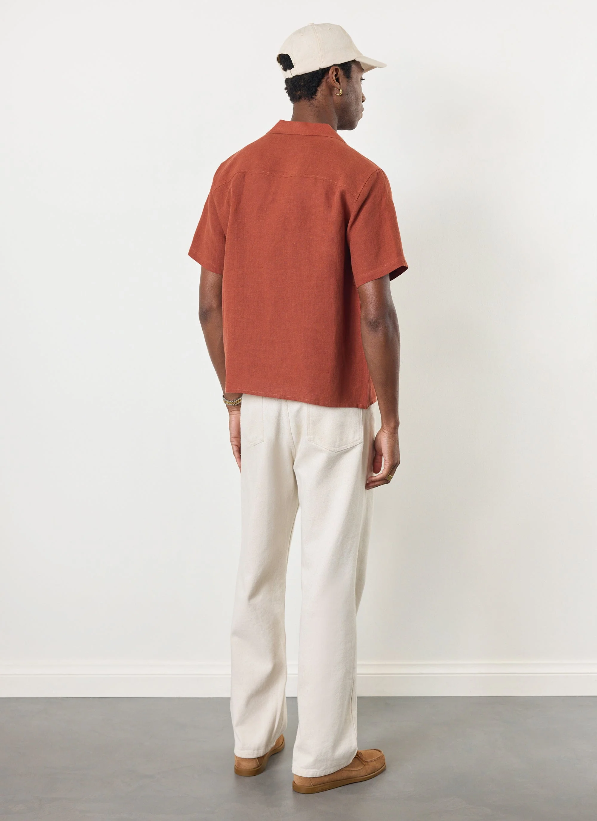 Short Sleeve Cuban Shirt | Linen | Rust - Image 4