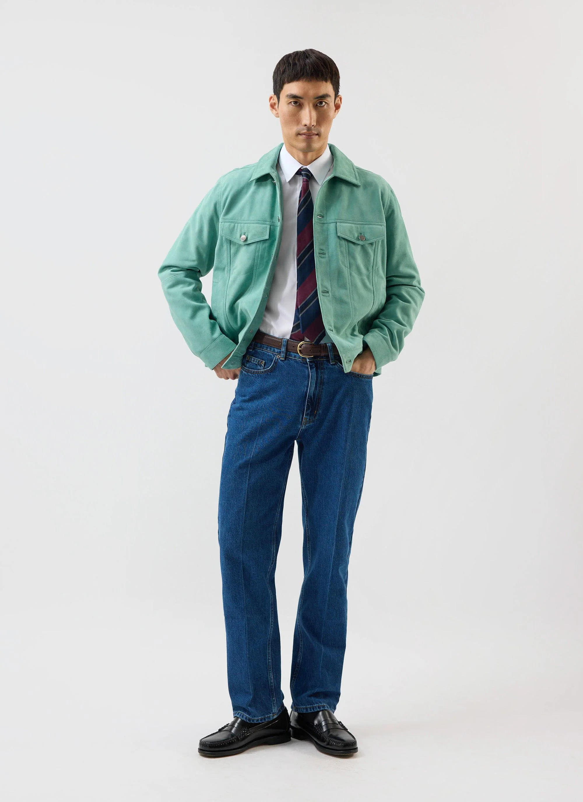 Suede Western Leather Jacket | Mint Green - Image 10