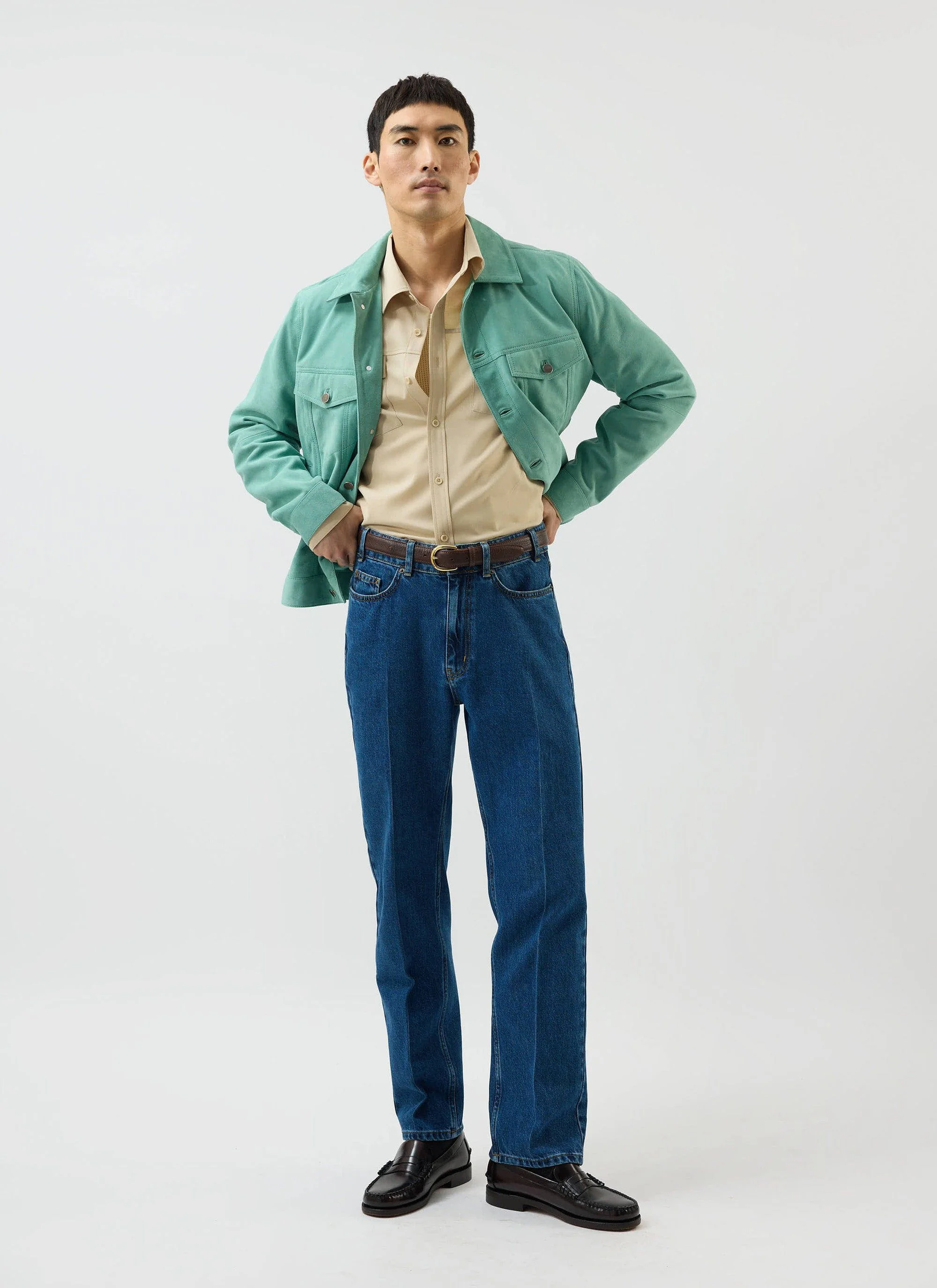 Suede Western Leather Jacket | Mint Green - Image 5