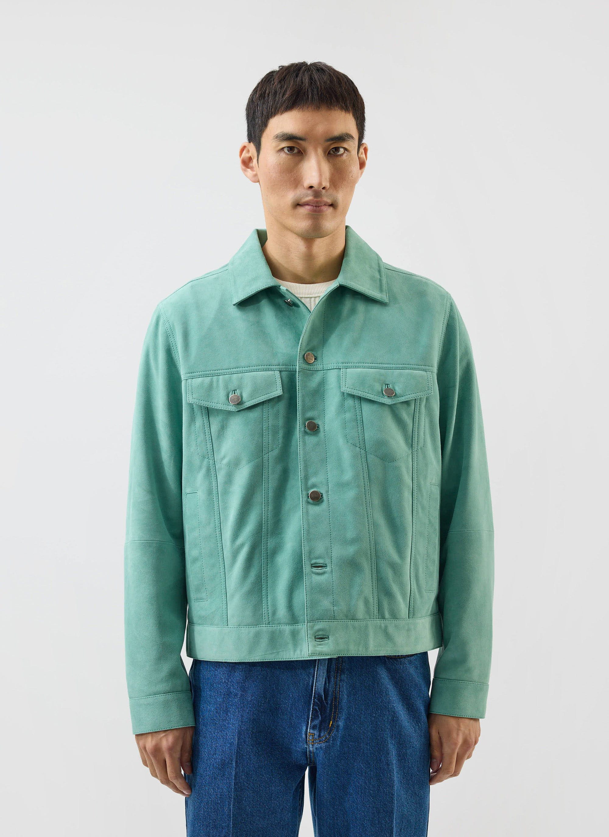 Suede Western Leather Jacket | Mint Green - Image 6