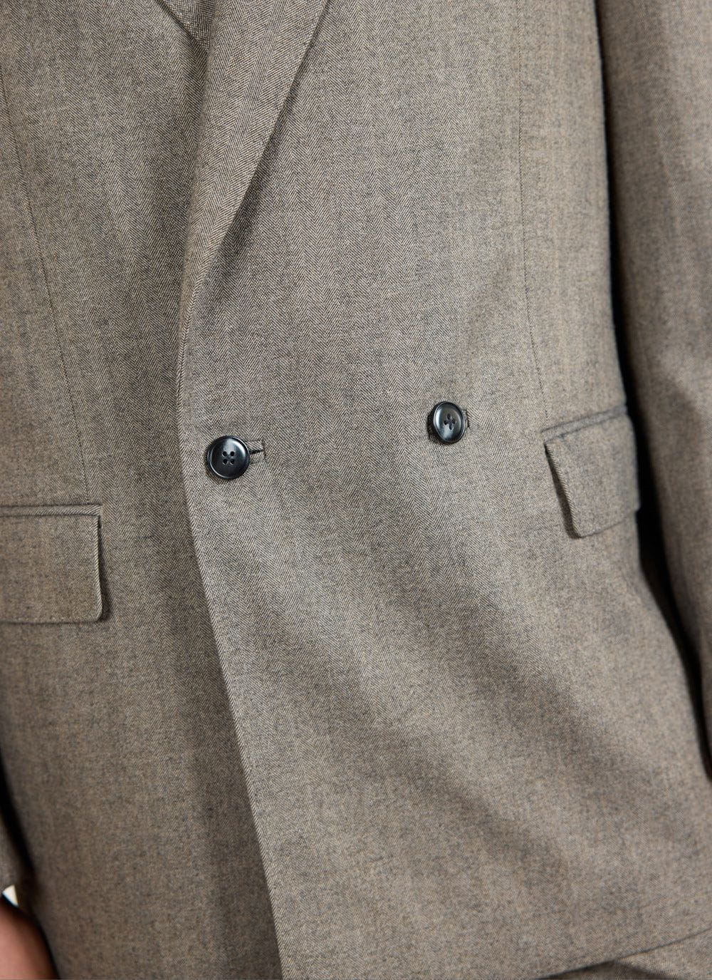Tailored Double Breasted Blazer | Herringbone | Grey - Image 6