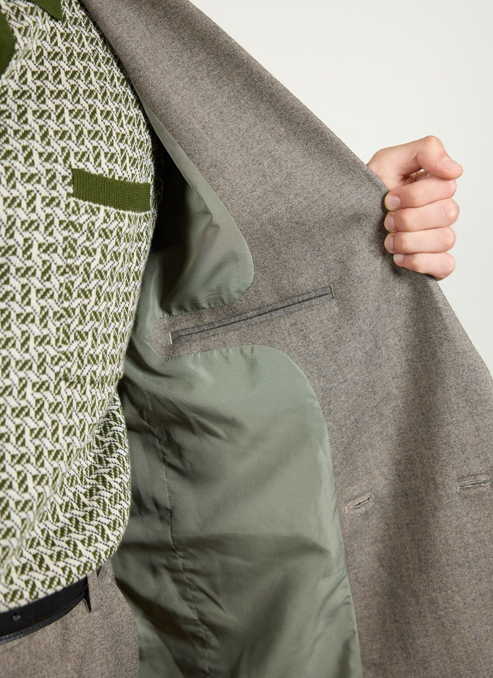 Tailored Double Breasted Blazer | Herringbone | Grey - Image 7