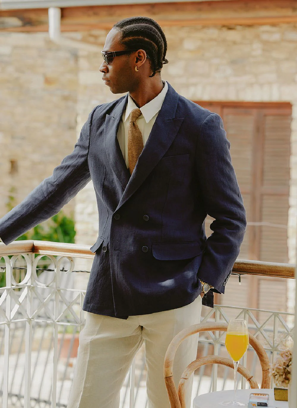 Tailored Double Breasted Blazer | Linen | Navy - Image 11