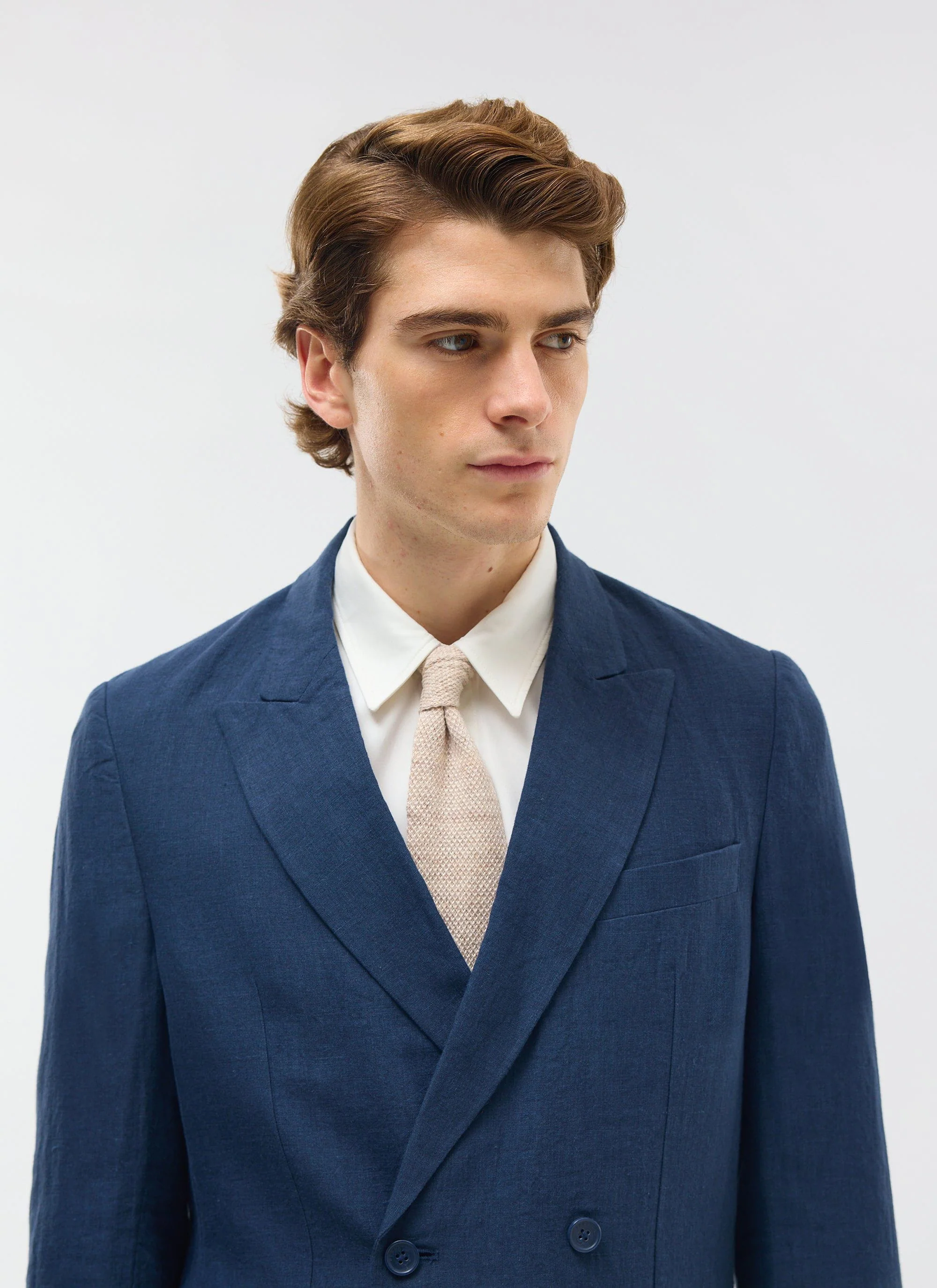 Tailored Double Breasted Blazer | Linen | Navy - Image 8