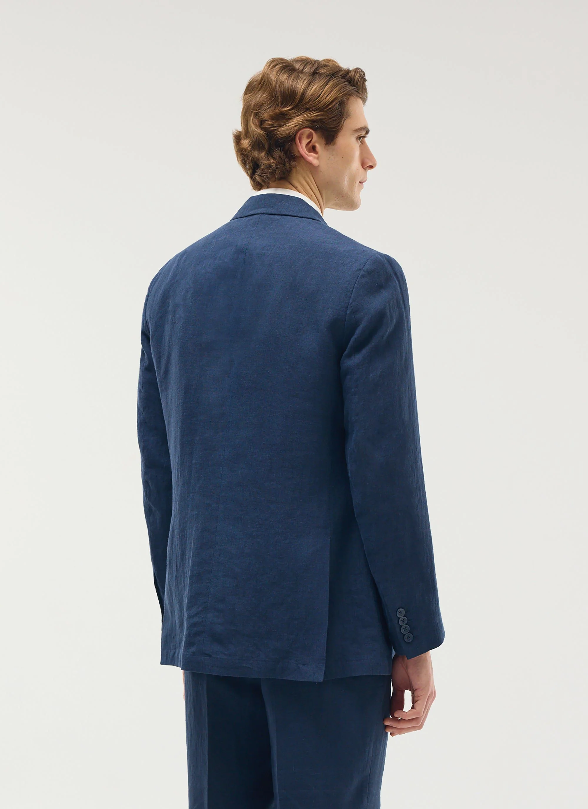 Tailored Double Breasted Blazer | Linen | Navy - Image 9