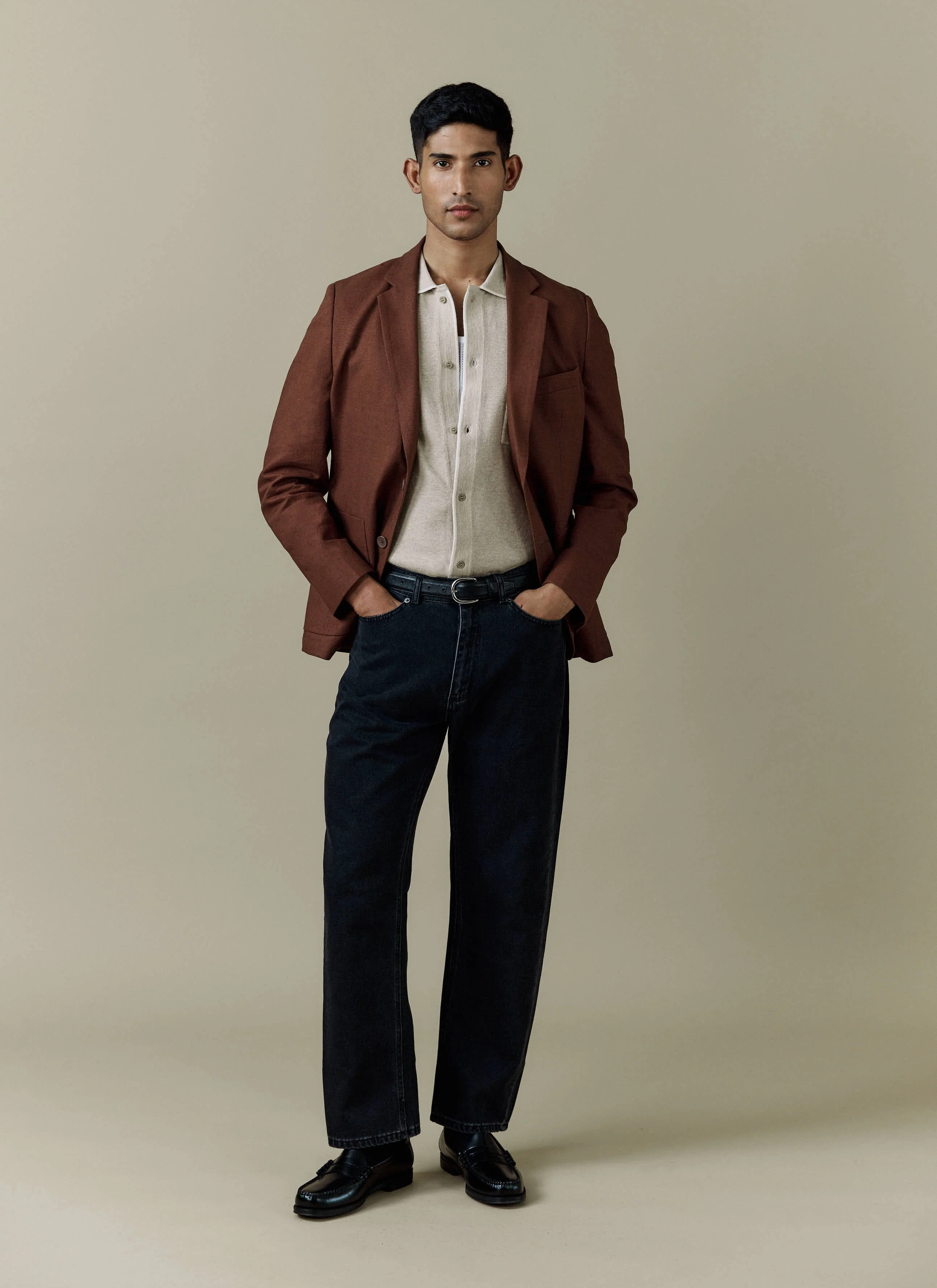 Tailored Linen Blazer | Brown - Image 4