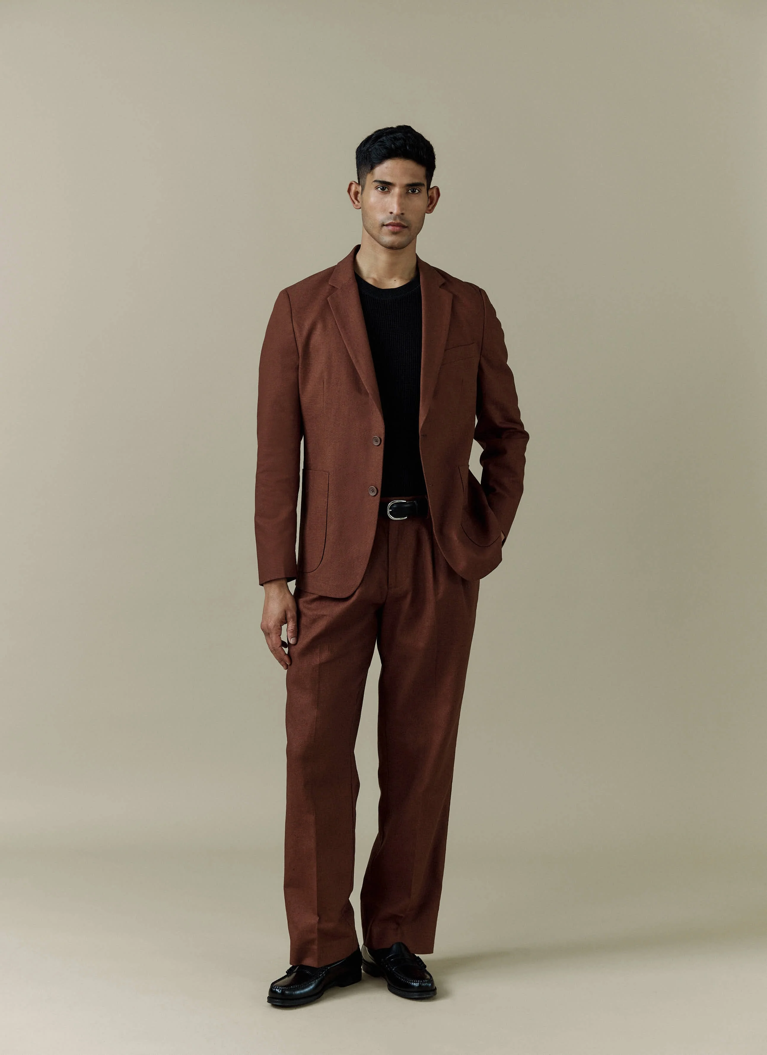 Tailored Linen Blazer | Brown - Image 5