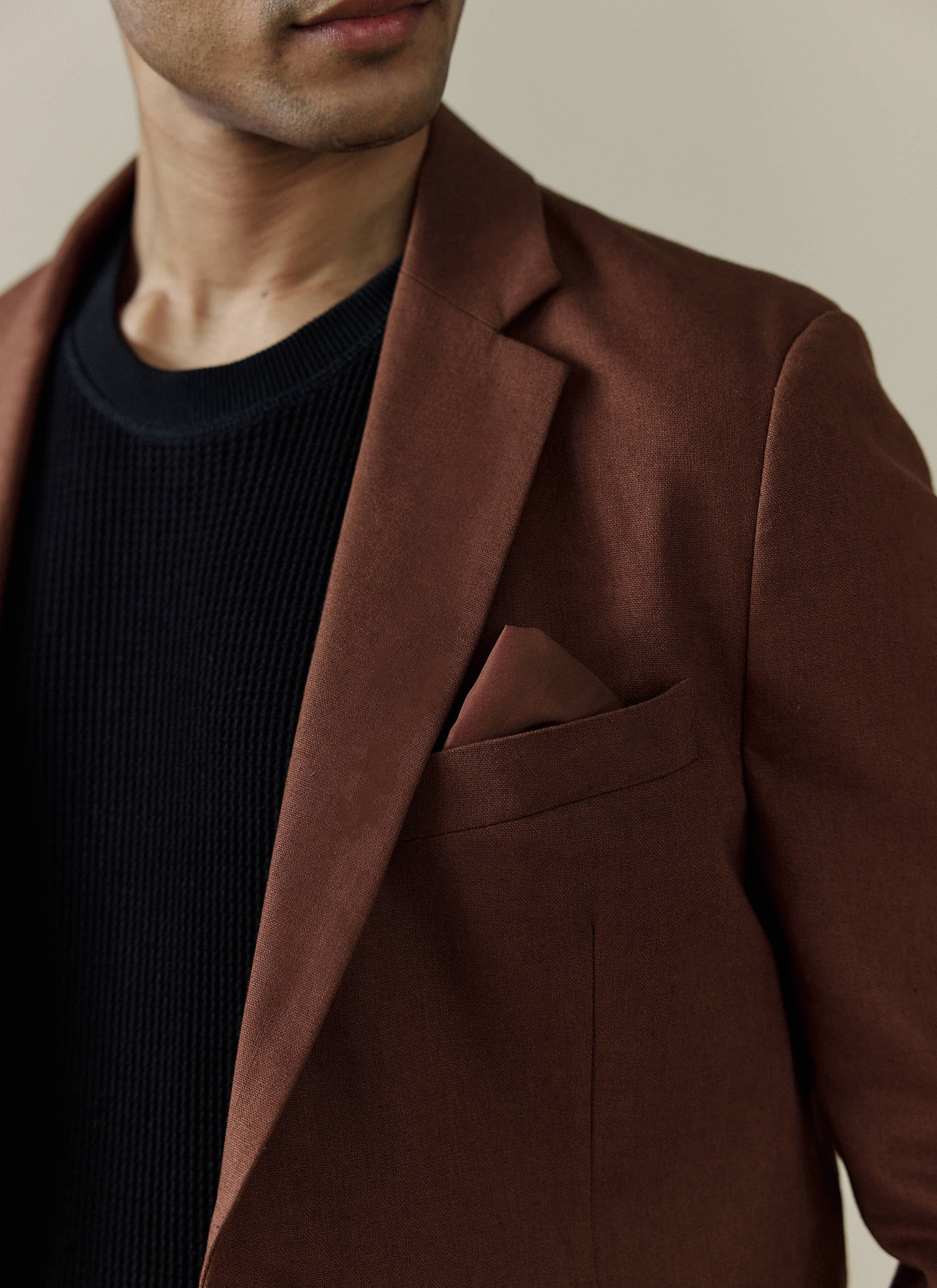 Tailored Linen Blazer | Brown - Image 7