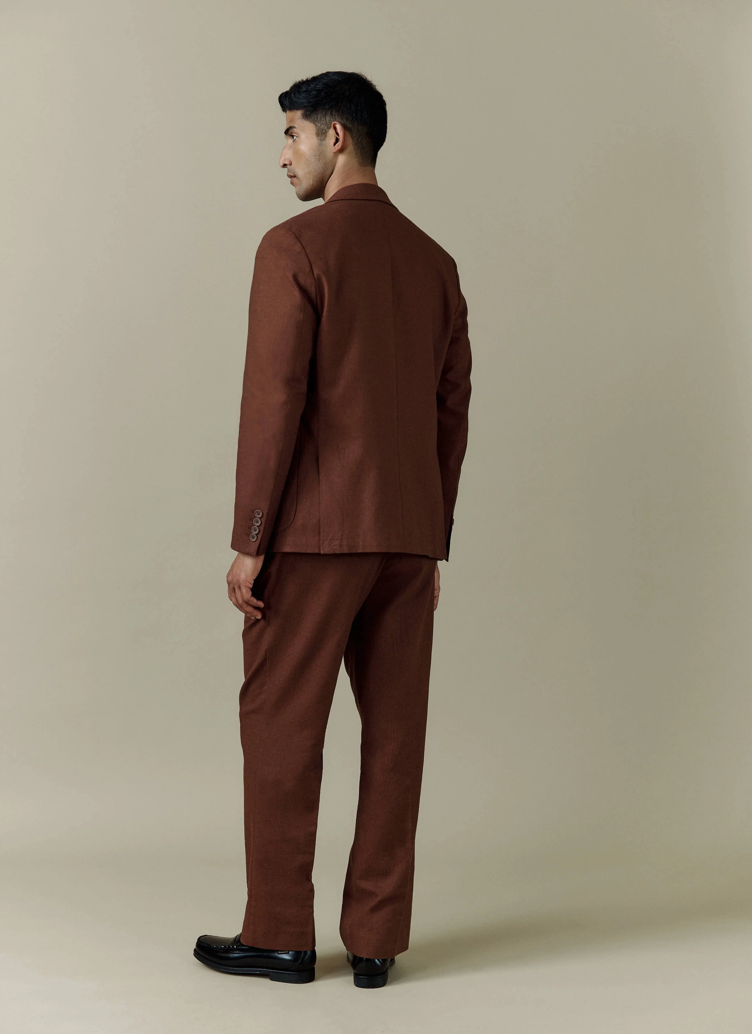 Tailored Linen Blazer | Brown - Image 8
