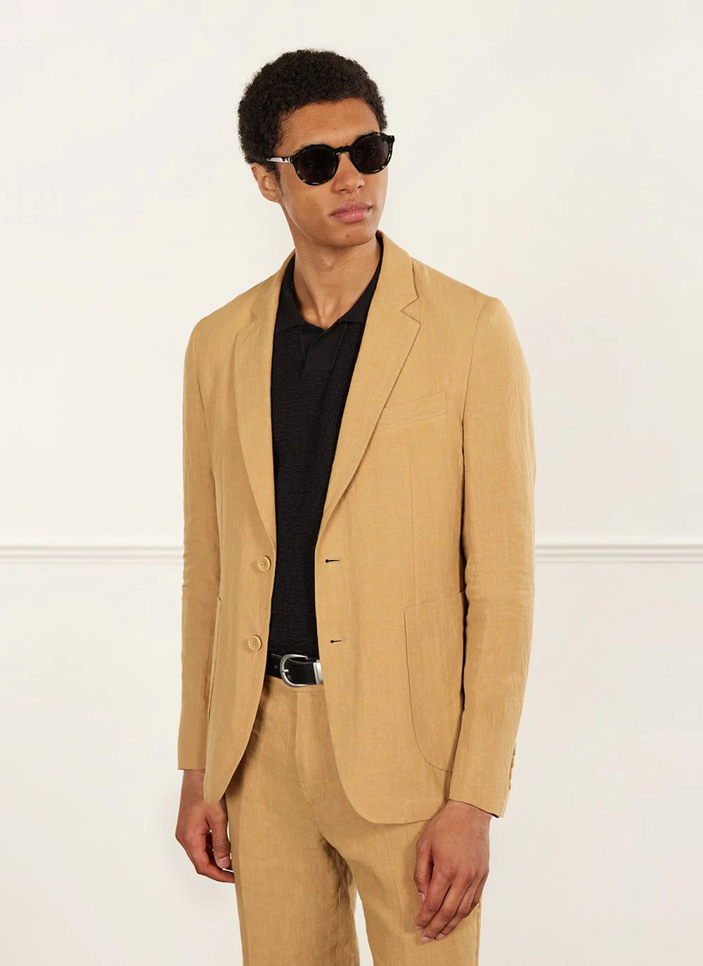 Tailored Linen Blazer | Camel - Image 6