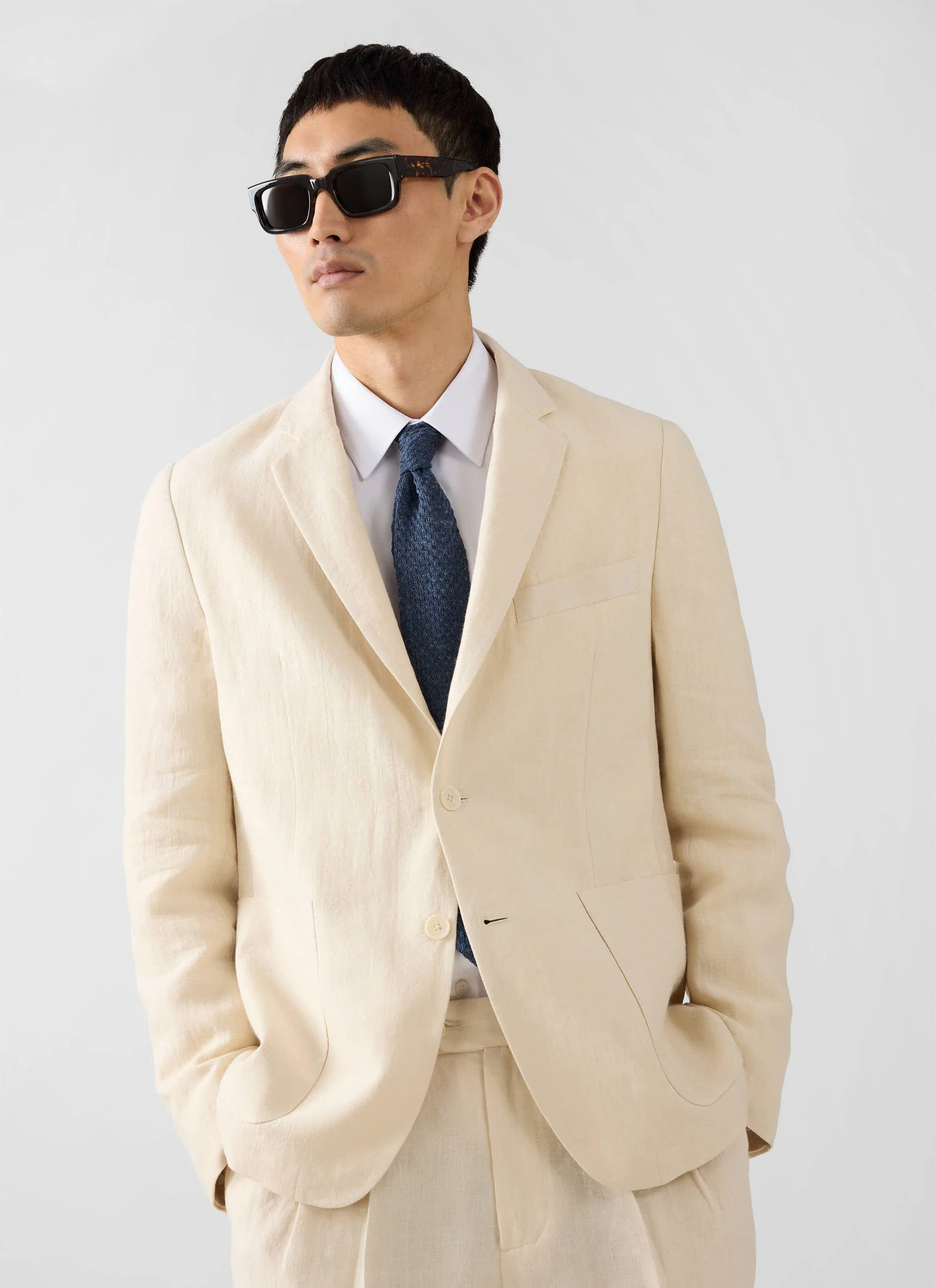 Tailored Linen Blazer | Cream - Image 6