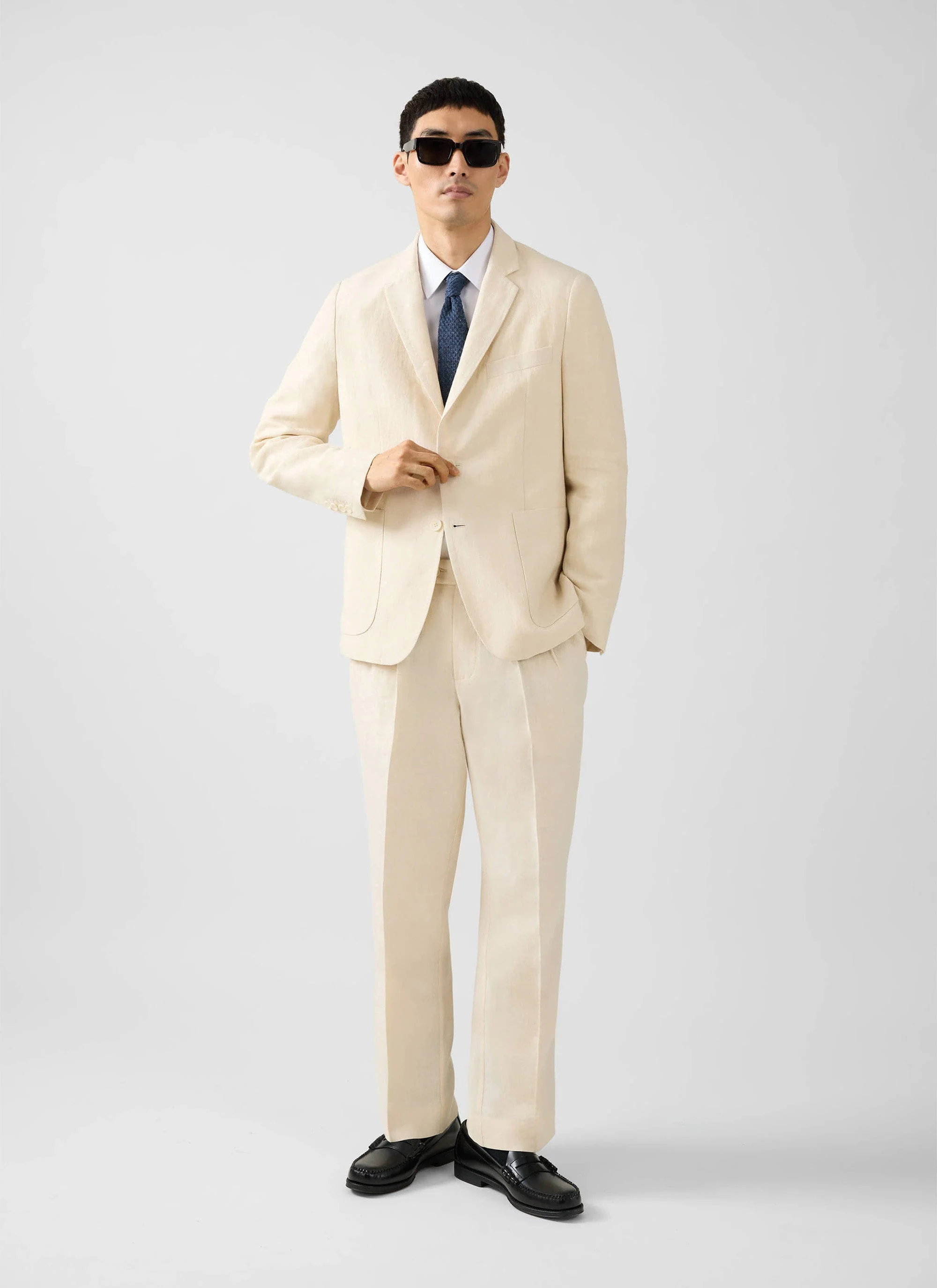 Tailored Linen Blazer | Cream - Image 8