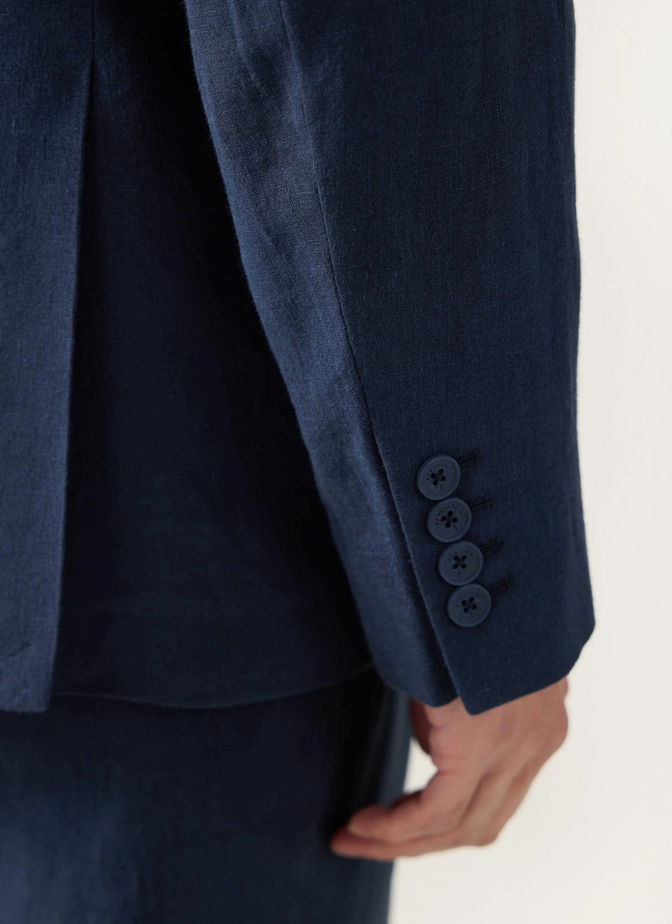 Tailored Linen Blazer | Navy - Image 3