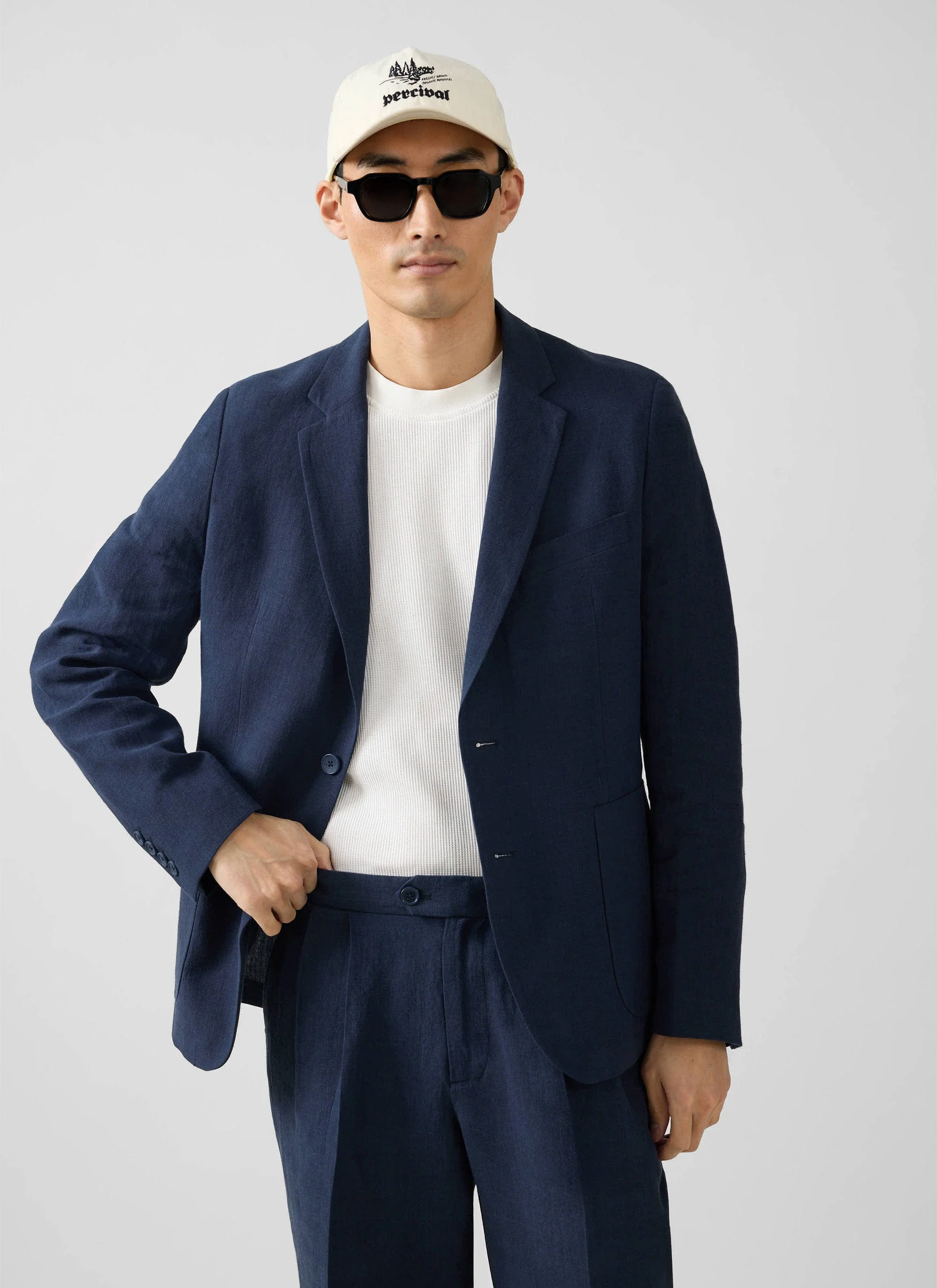 Tailored Linen Blazer | Navy - Image 5