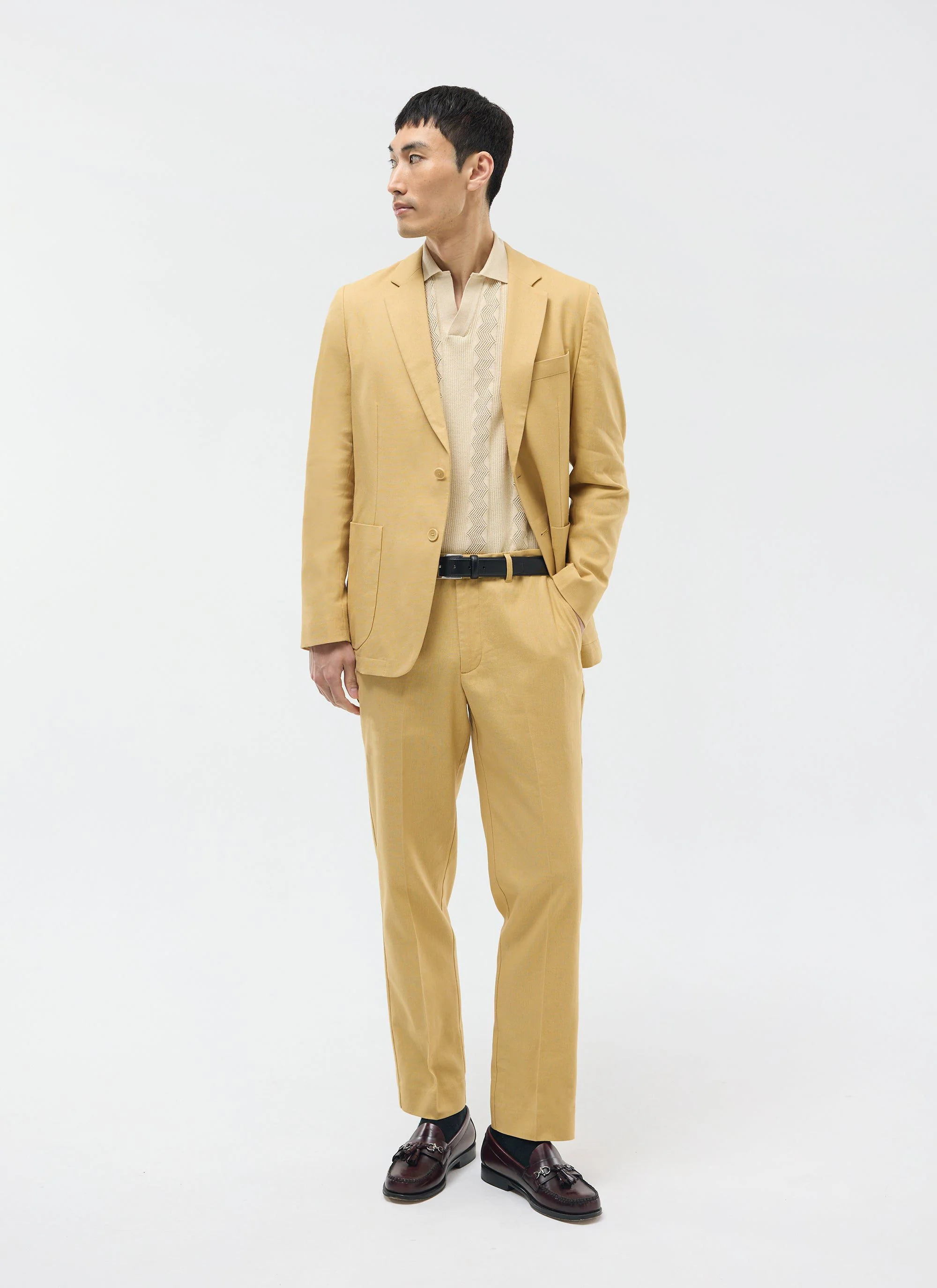 Tailored Linen Blazer | Tan - Image 3