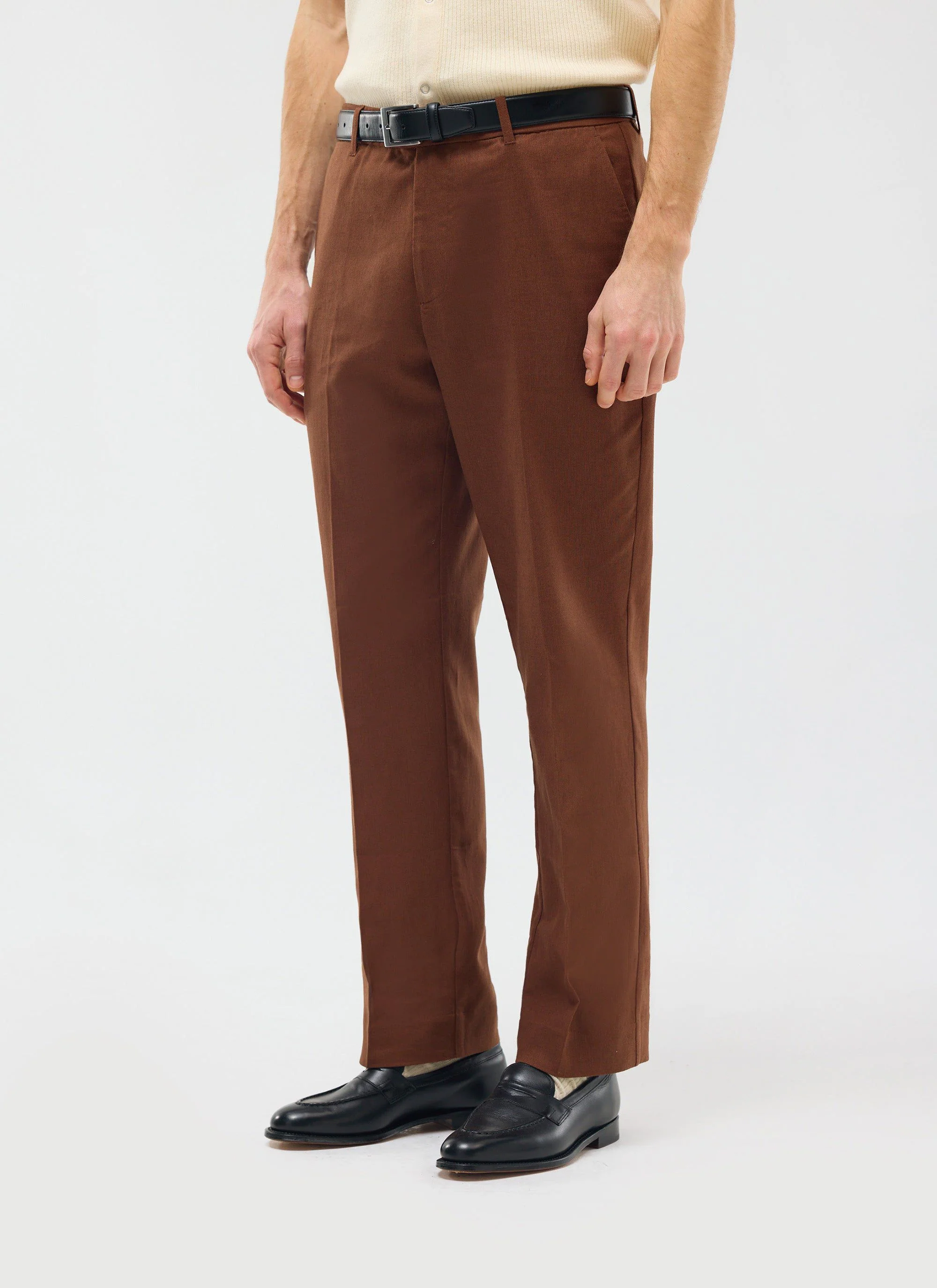 Tailored Linen Trousers | Brown - Image 4