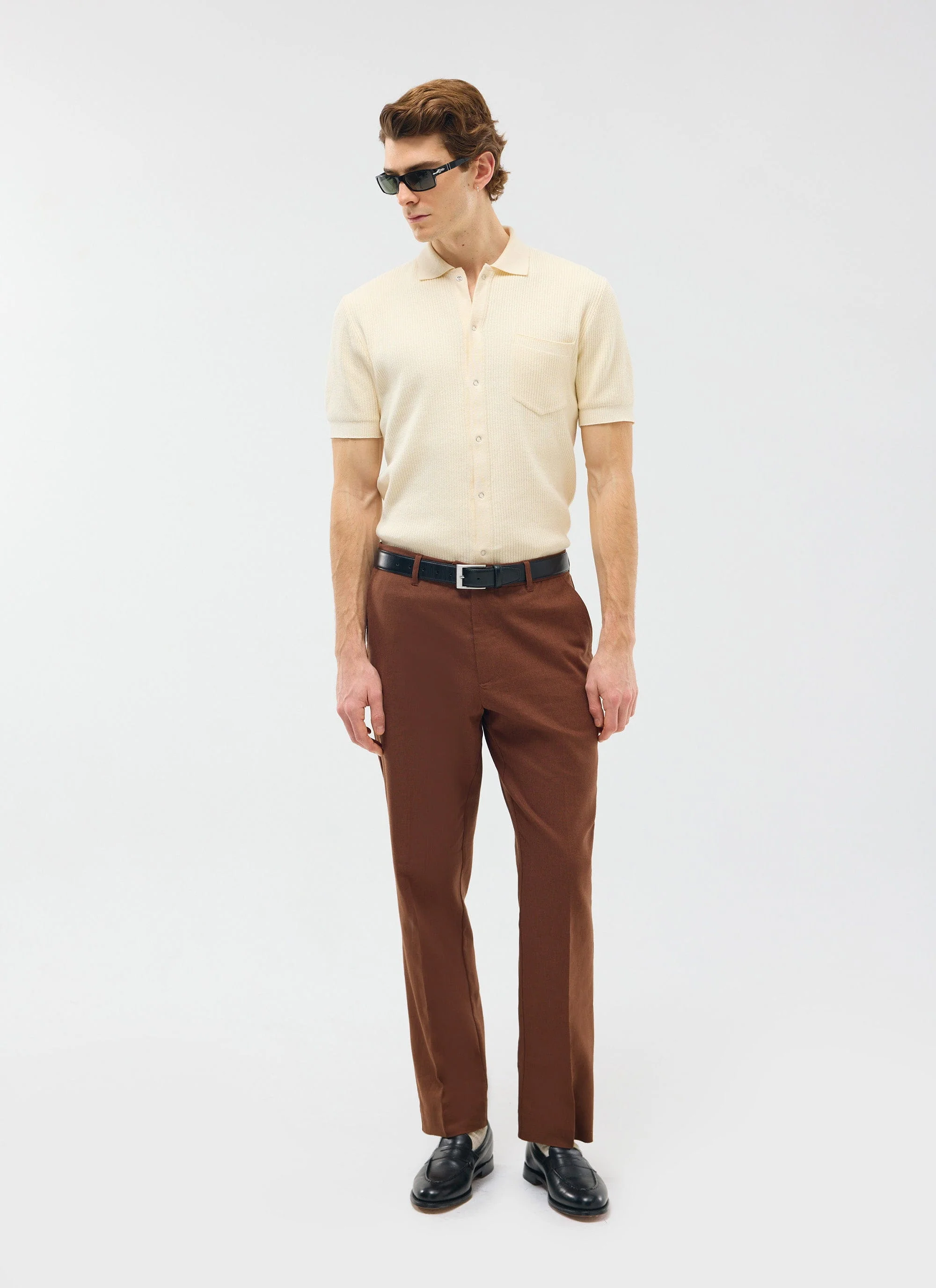 Tailored Linen Trousers | Brown - Image 5
