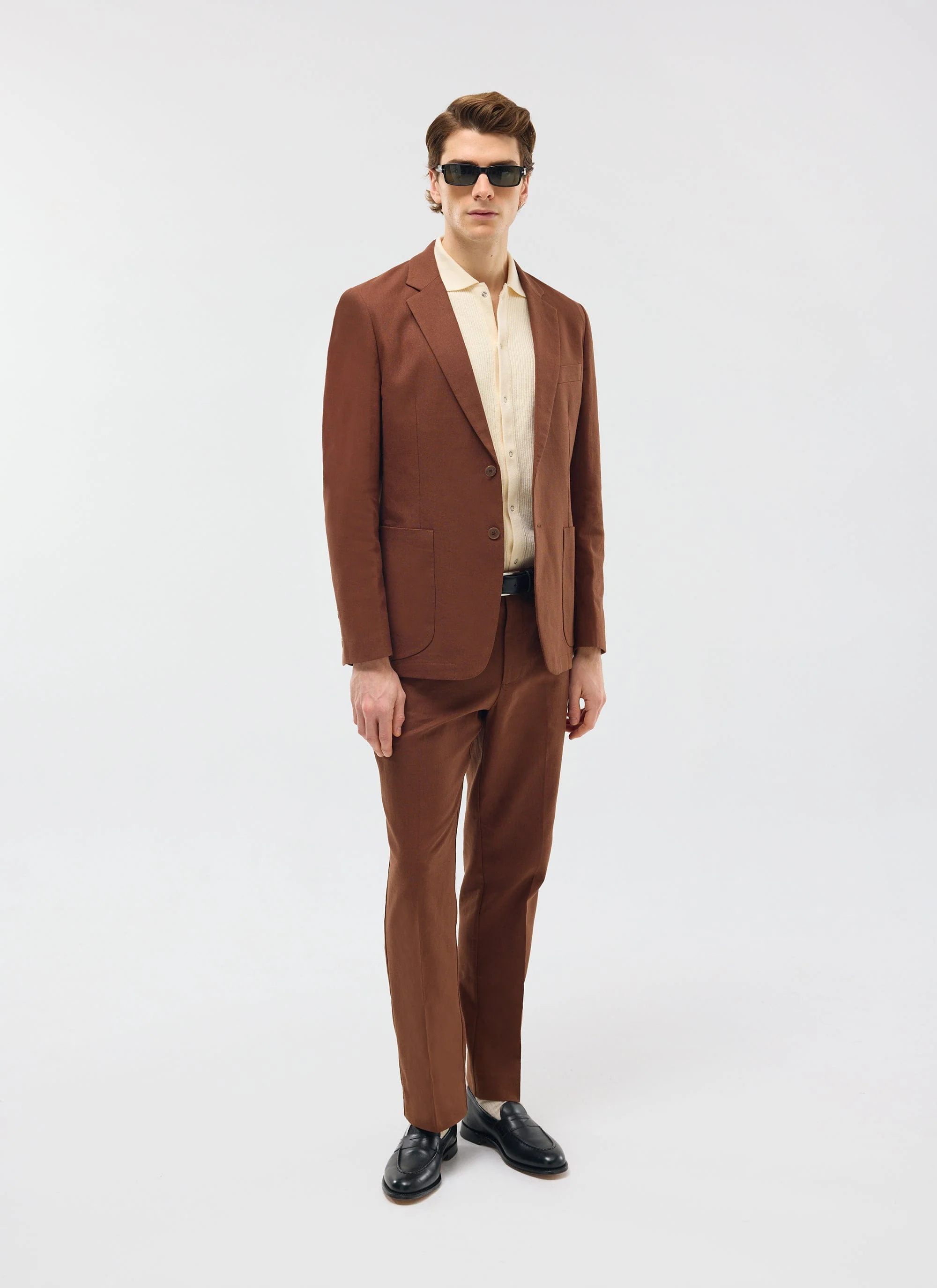 Tailored Linen Trousers | Brown - Image 6