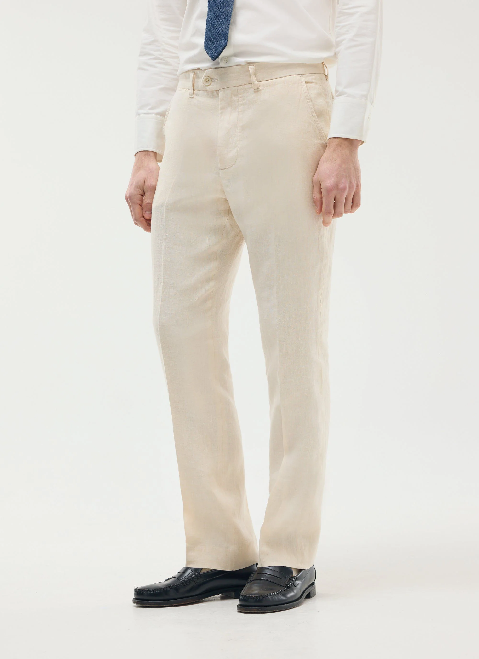 Tailored Linen Trousers | Cream - Image 3