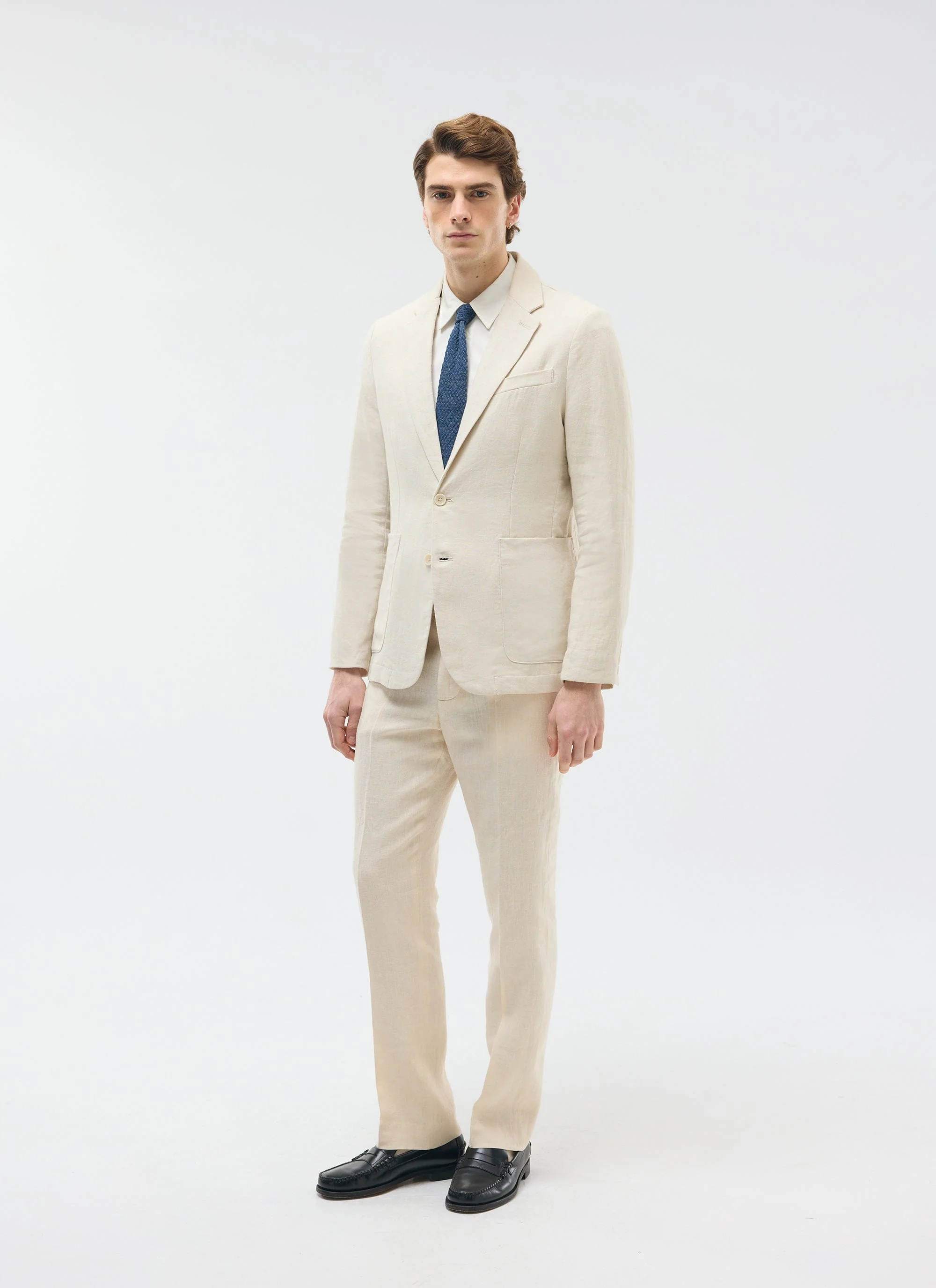 Tailored Linen Trousers | Cream - Image 4