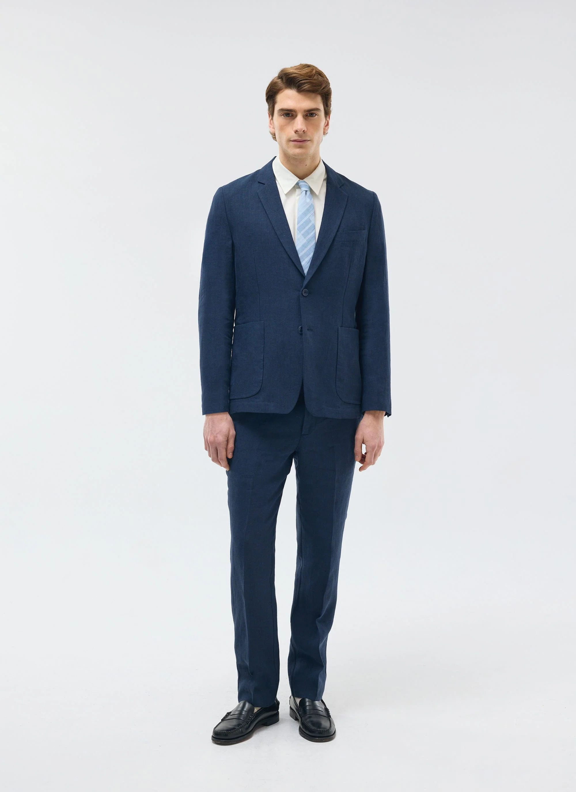 Tailored Linen Trousers | Navy - Image 3