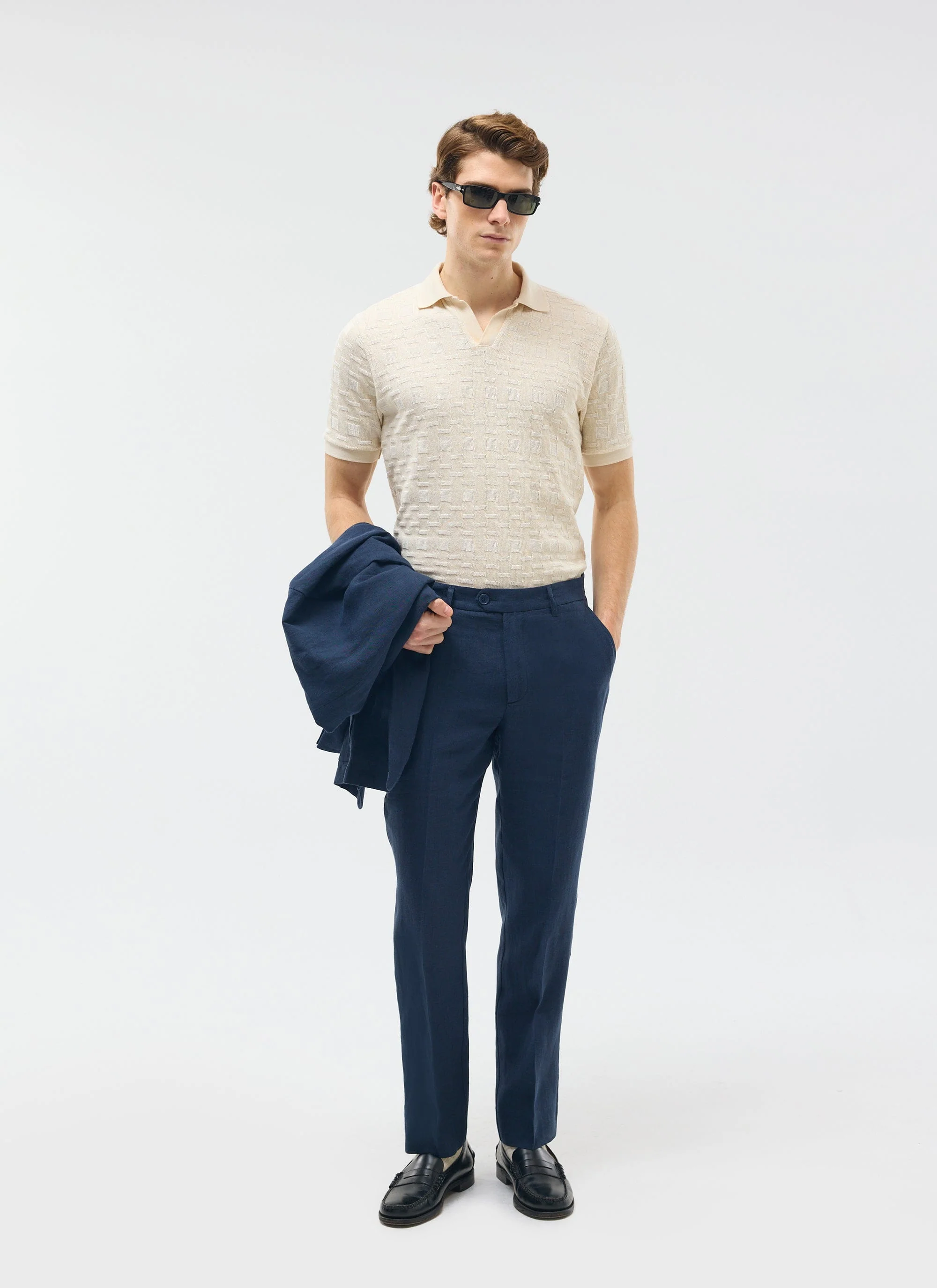 Tailored Linen Trousers | Navy - Image 5