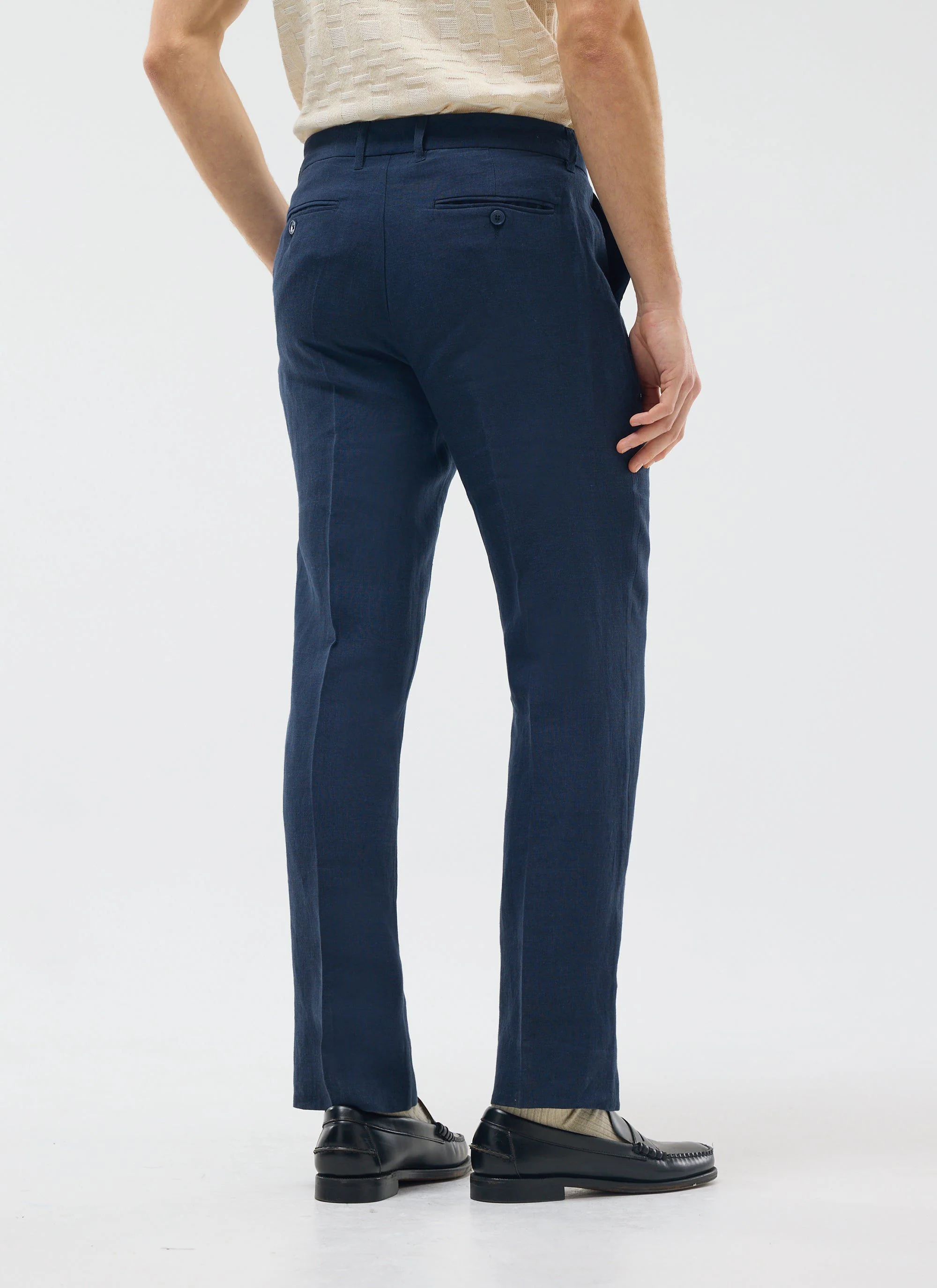 Tailored Linen Trousers | Navy - Image 6