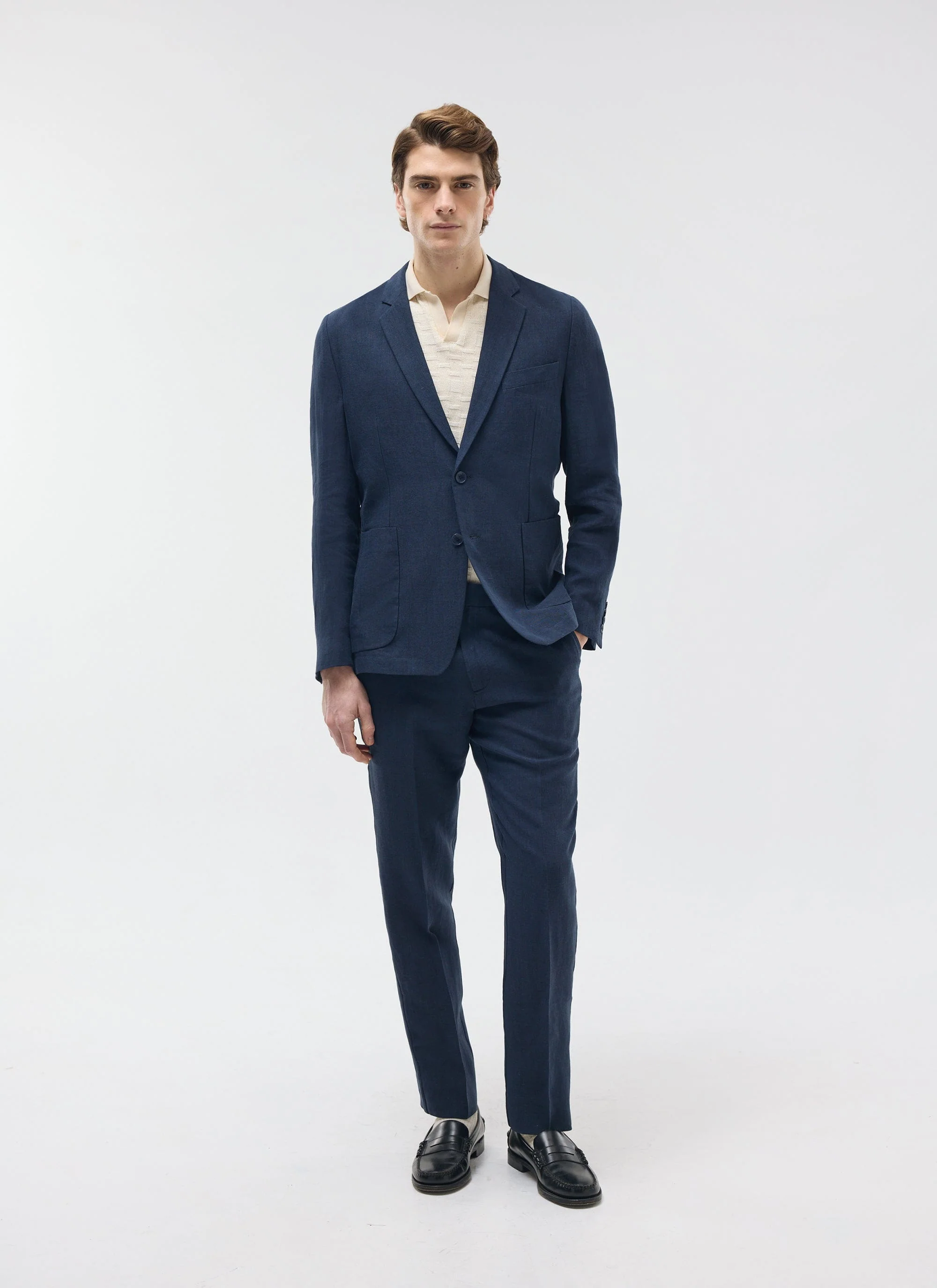 Tailored Linen Trousers | Navy - Image 7