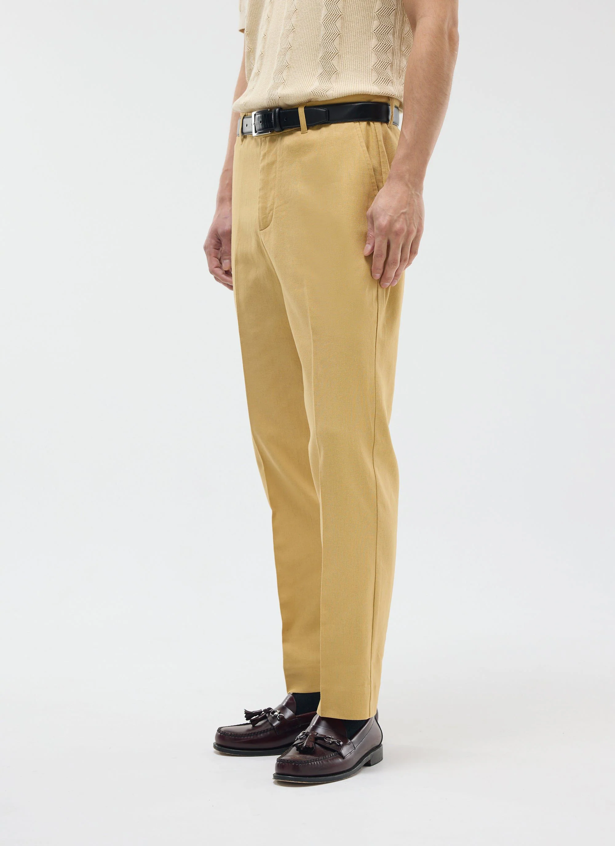 Tailored Linen Trousers | Tan - Image 3